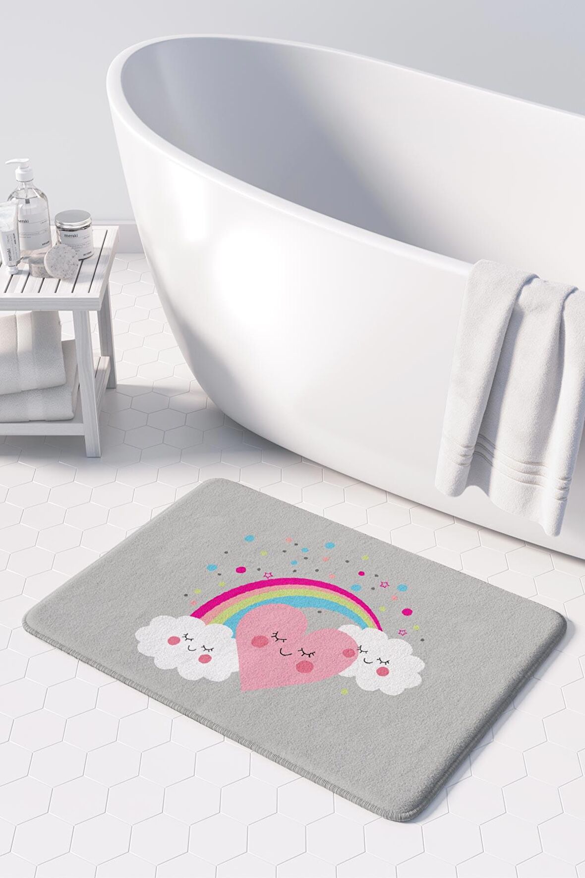 Monnhein  Mikrofiber Banyo Paspası, Kaymaz Taban, Makinede Yıkanabilir, Banyo Halısı (50x80)