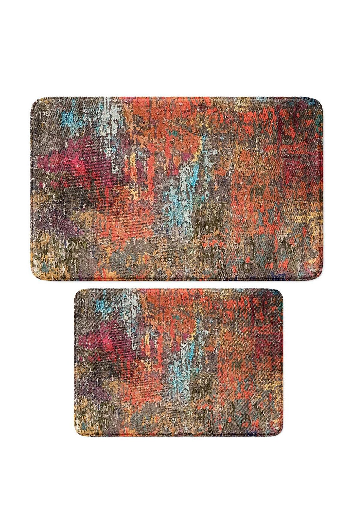 Monnhein 2'li Takım Banyo Paspası, Kaymaz Taban, Makinede Yıkanabilir, Banyo Halısı