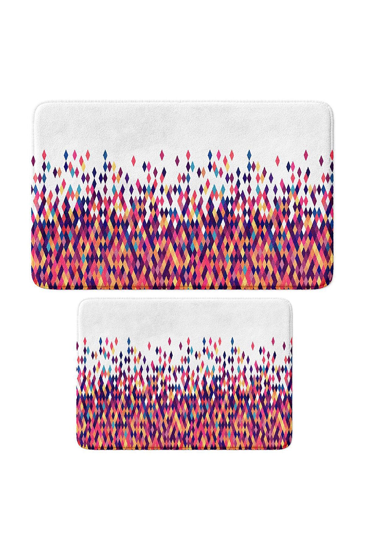 Monnhein 2'li Takım Banyo Paspası, Kaymaz Taban, Makinede Yıkanabilir, Banyo Halısı