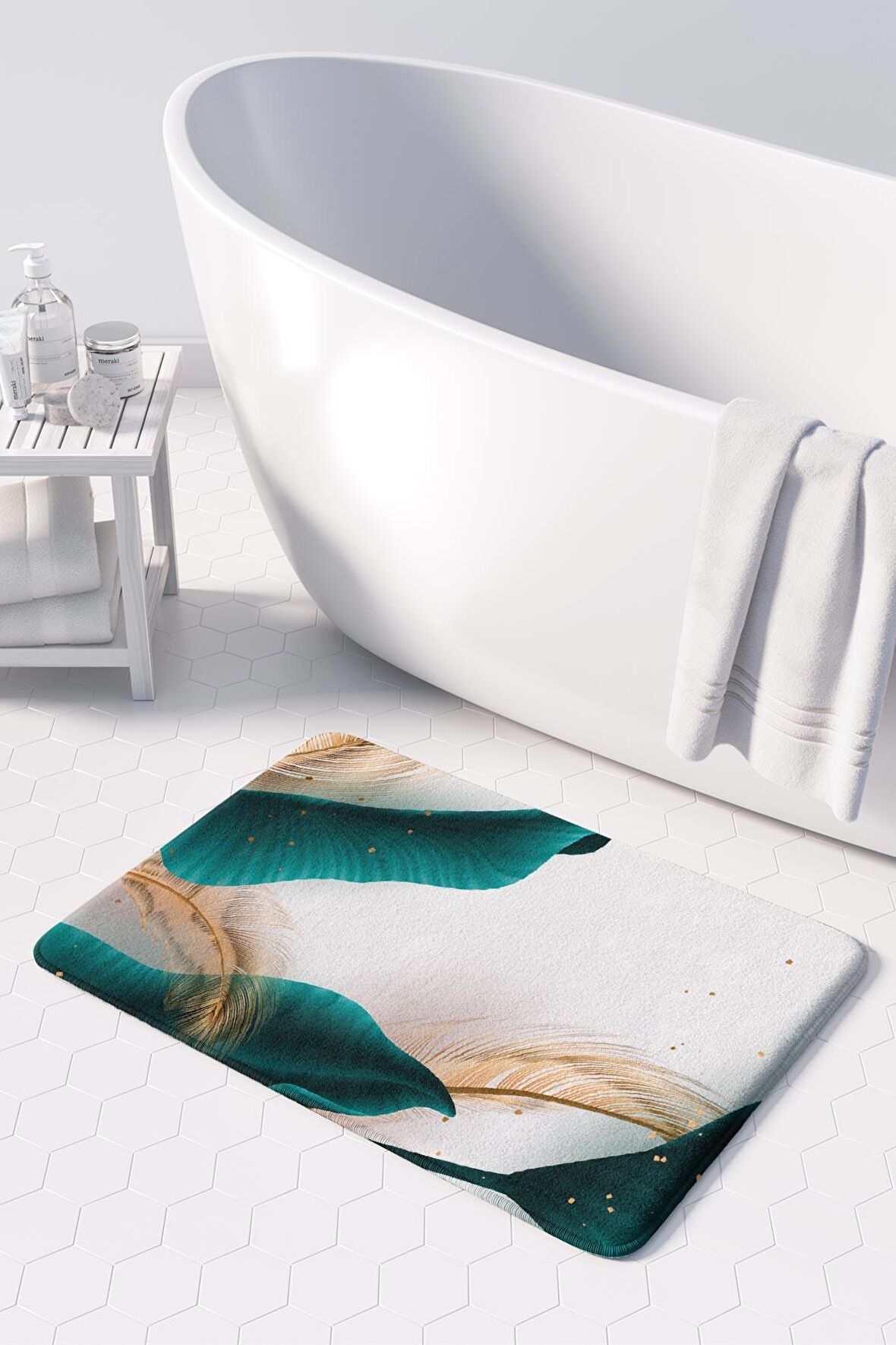 Monnhein  Mikrofiber Banyo Paspası, Kaymaz Taban, Makinede Yıkanabilir, Banyo Halısı (50x80)