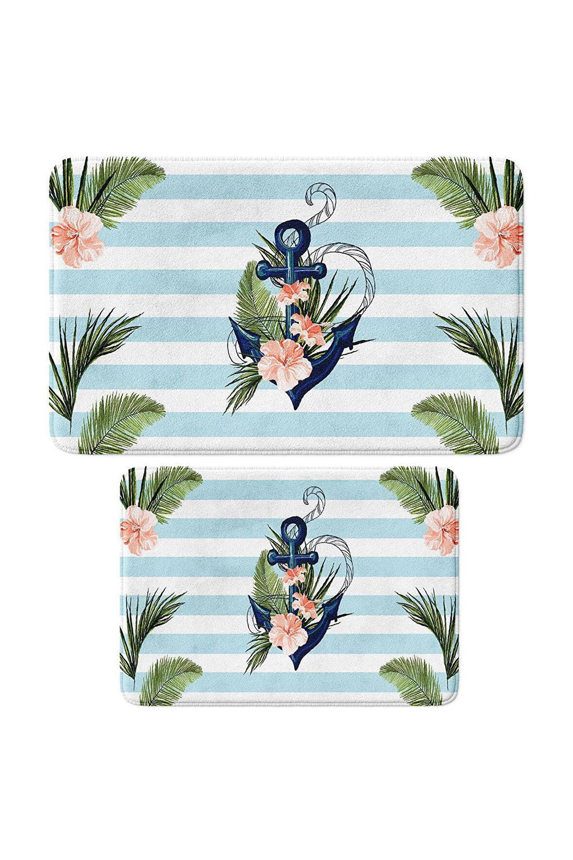 Monnhein 2'li Takım Banyo Paspası, Kaymaz Taban, Makinede Yıkanabilir, Banyo Halısı