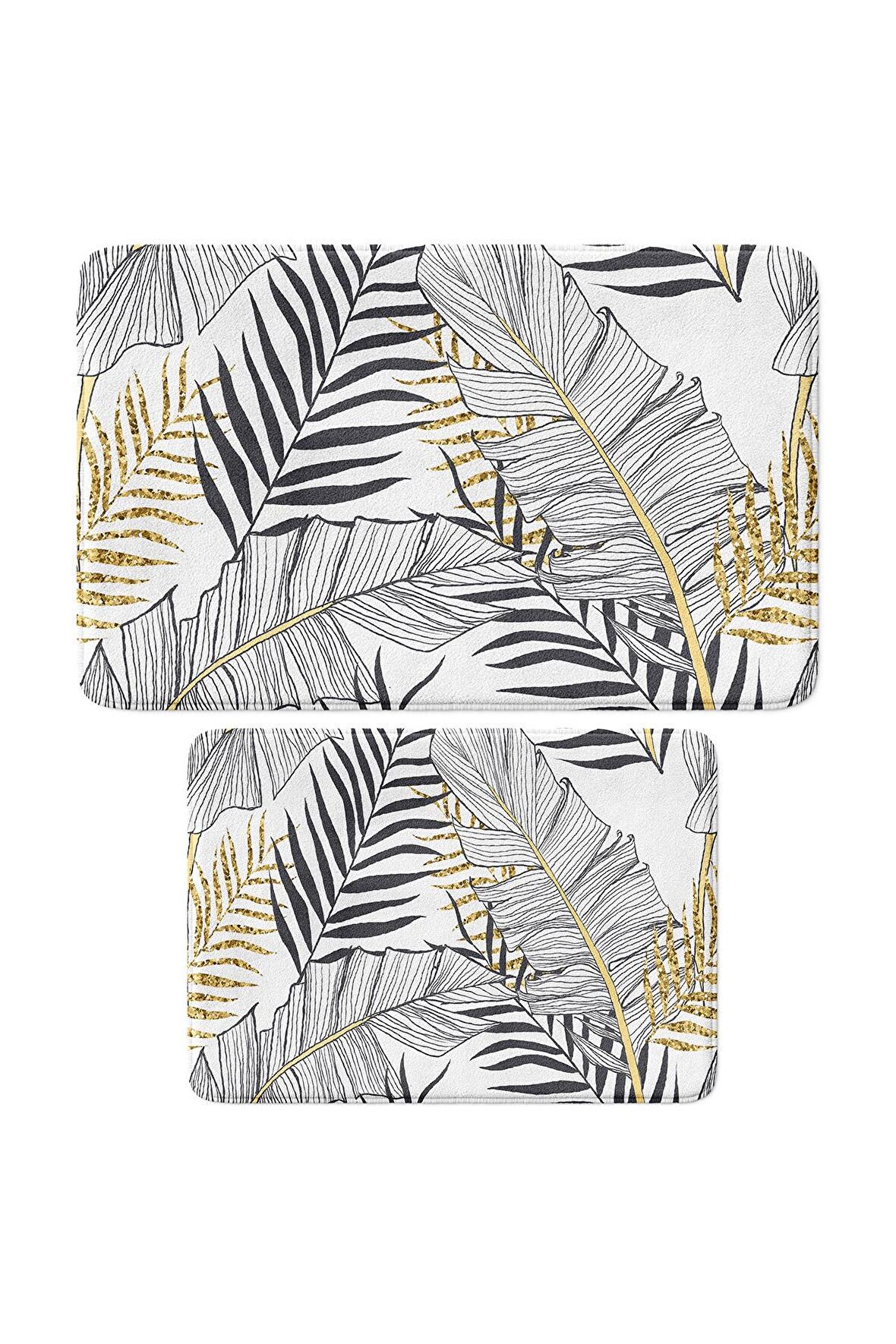 Monnhein 2'li Takım Banyo Paspası, Kaymaz Taban, Makinede Yıkanabilir, Banyo Halısı