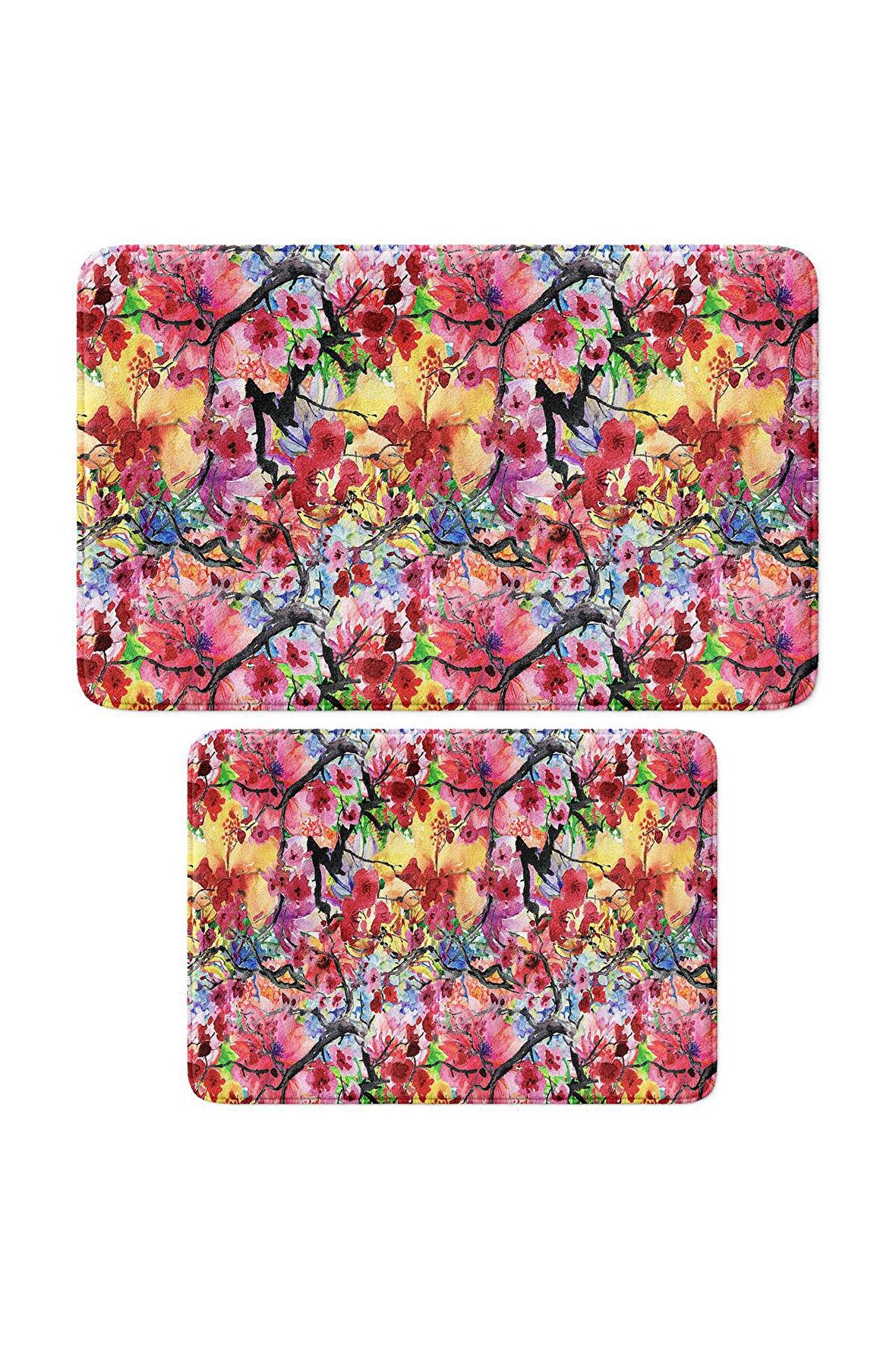 Monnhein 2'li Takım Banyo Paspası, Kaymaz Taban, Makinede Yıkanabilir, Banyo Halısı