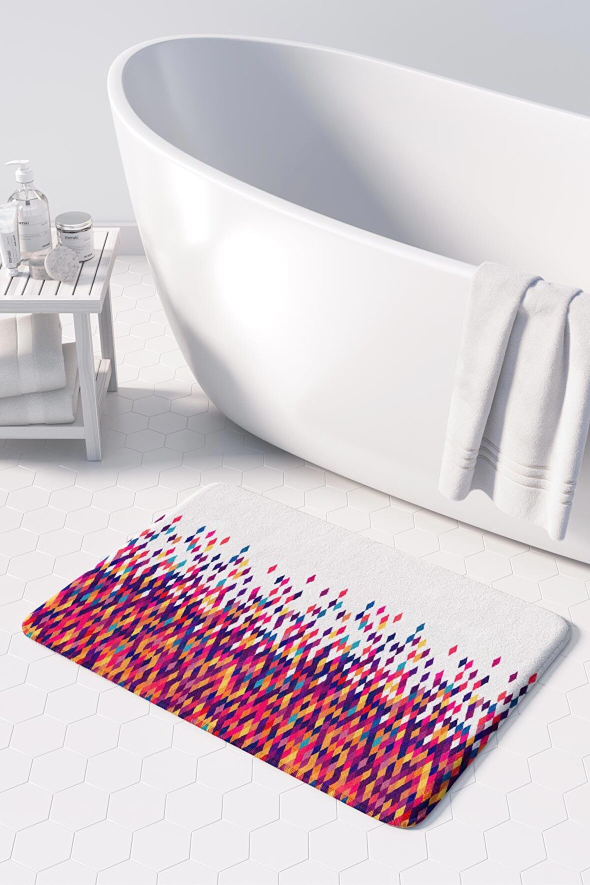 Monnhein  Mikrofiber Banyo Paspası, Kaymaz Taban, Makinede Yıkanabilir, Banyo Halısı (50x80)