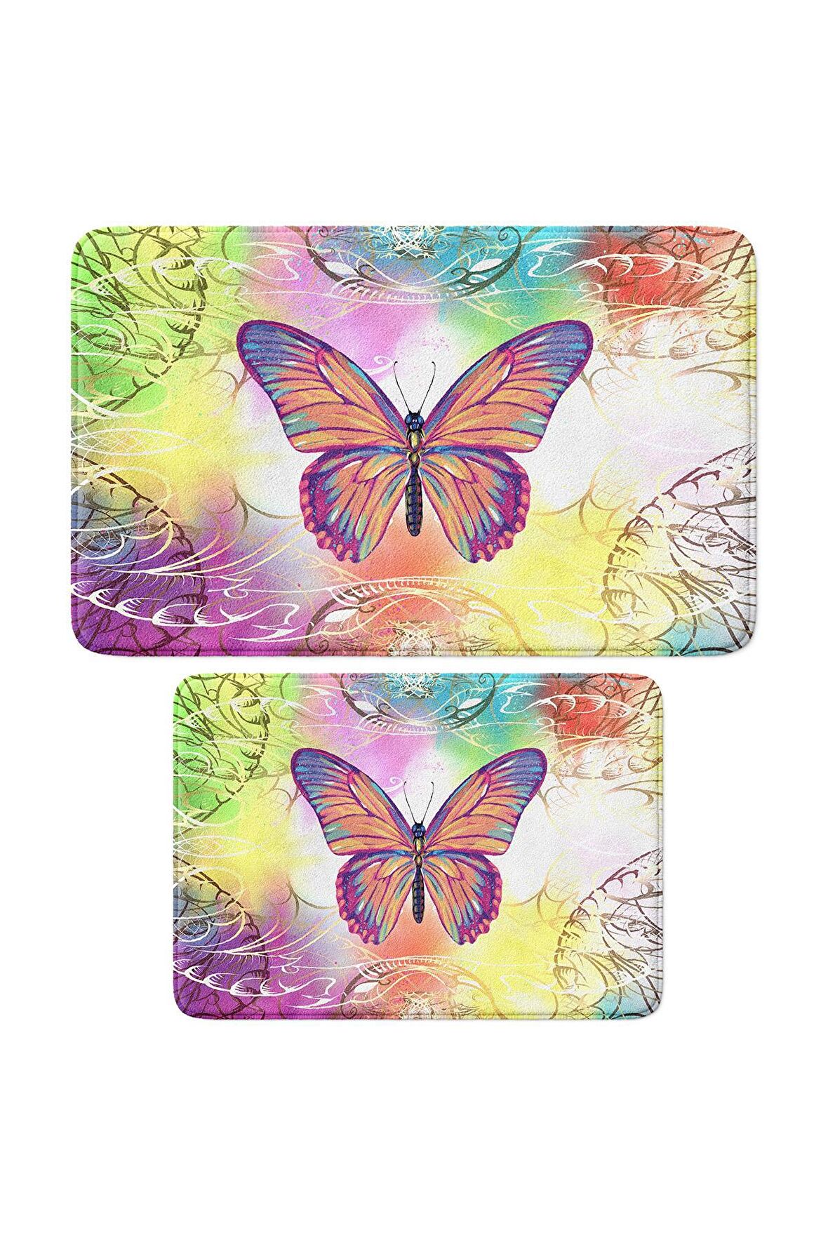 Monnhein 2'li Takım Banyo Paspası, Kaymaz Taban, Makinede Yıkanabilir, Banyo Halısı