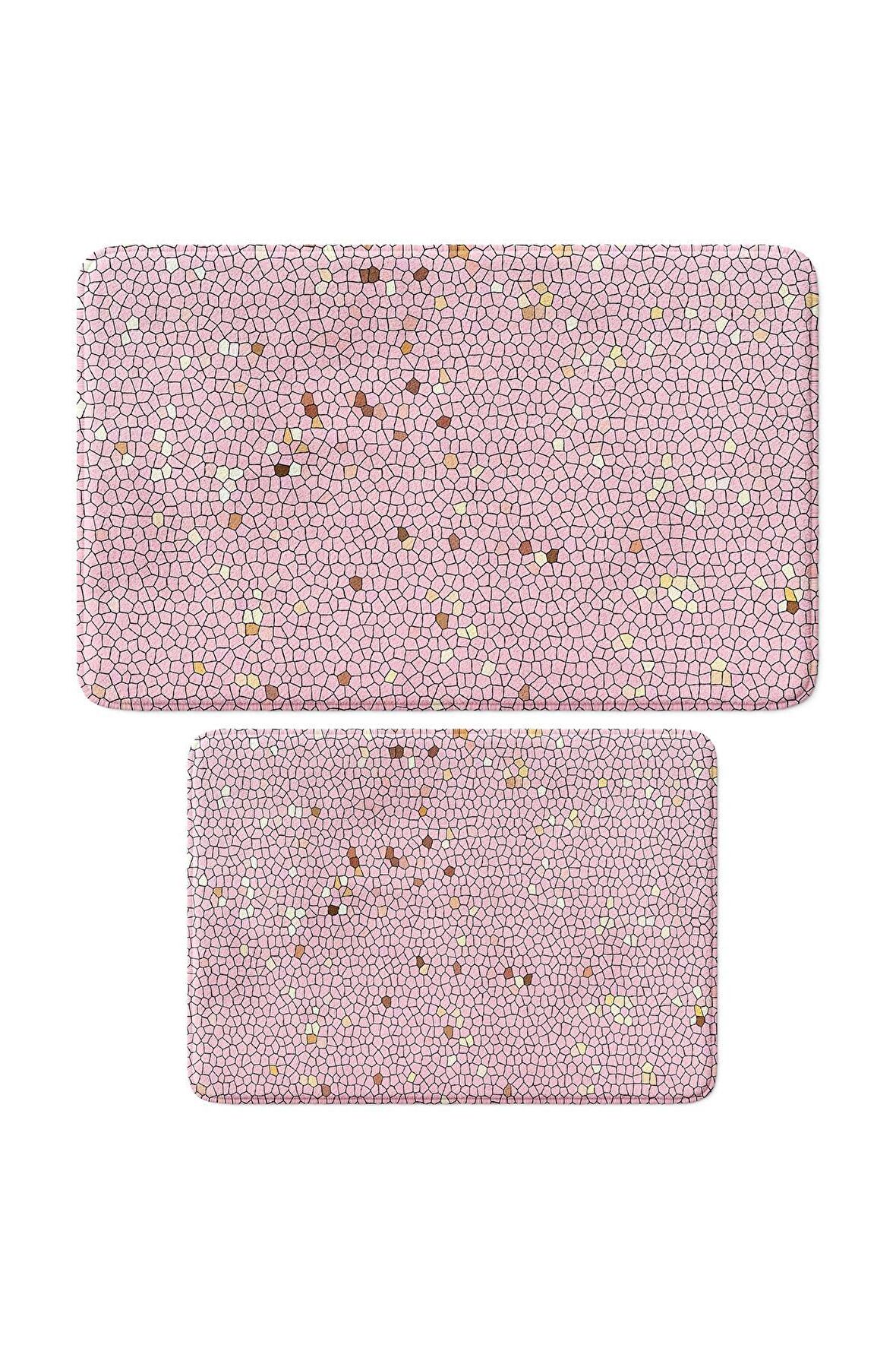 Monnhein 2'li Takım Banyo Paspası, Kaymaz Taban, Makinede Yıkanabilir, Banyo Halısı