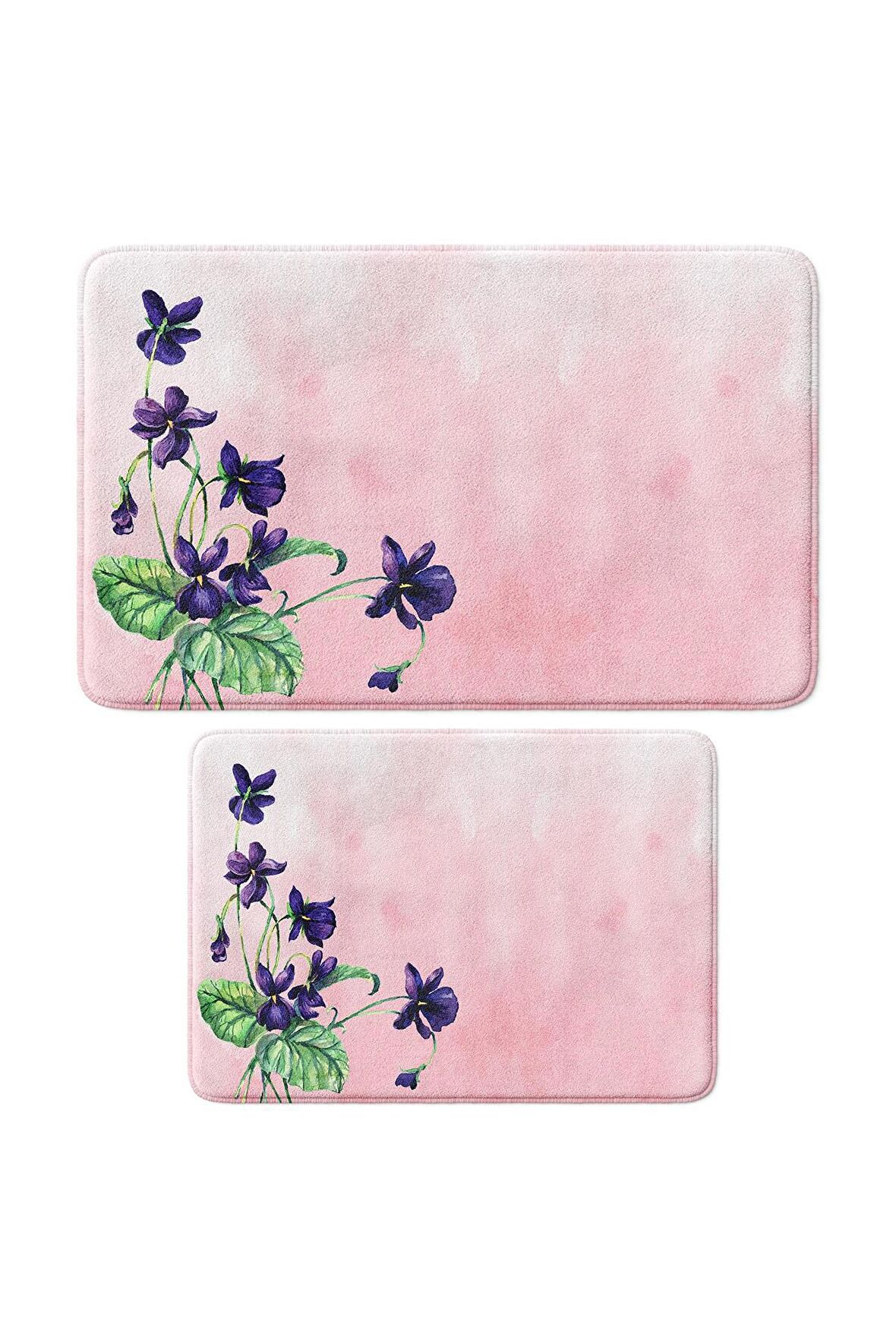 Monnhein 2'li Takım Banyo Paspası, Kaymaz Taban, Makinede Yıkanabilir, Banyo Halısı