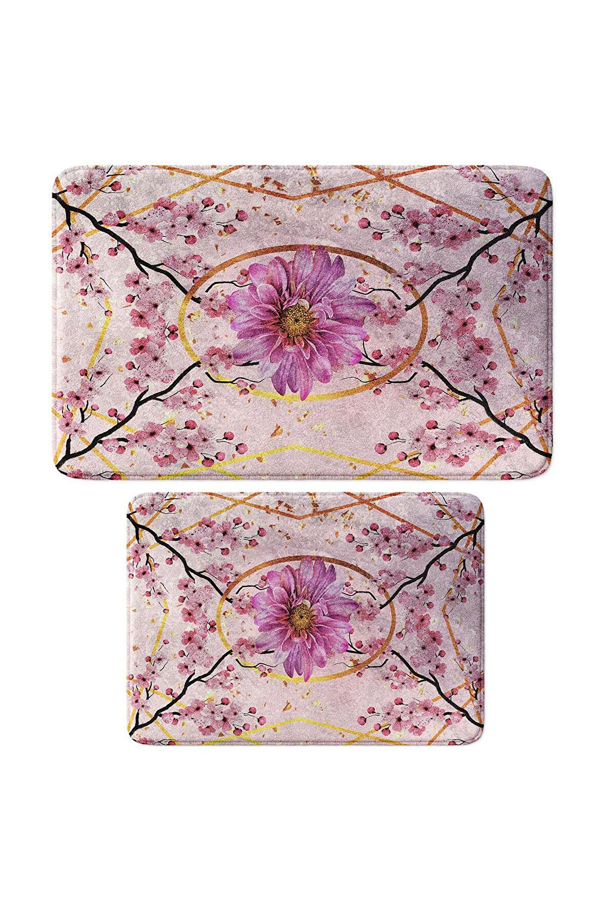 Monnhein 2'li Takım Banyo Paspası, Kaymaz Taban, Makinede Yıkanabilir, Banyo Halısı