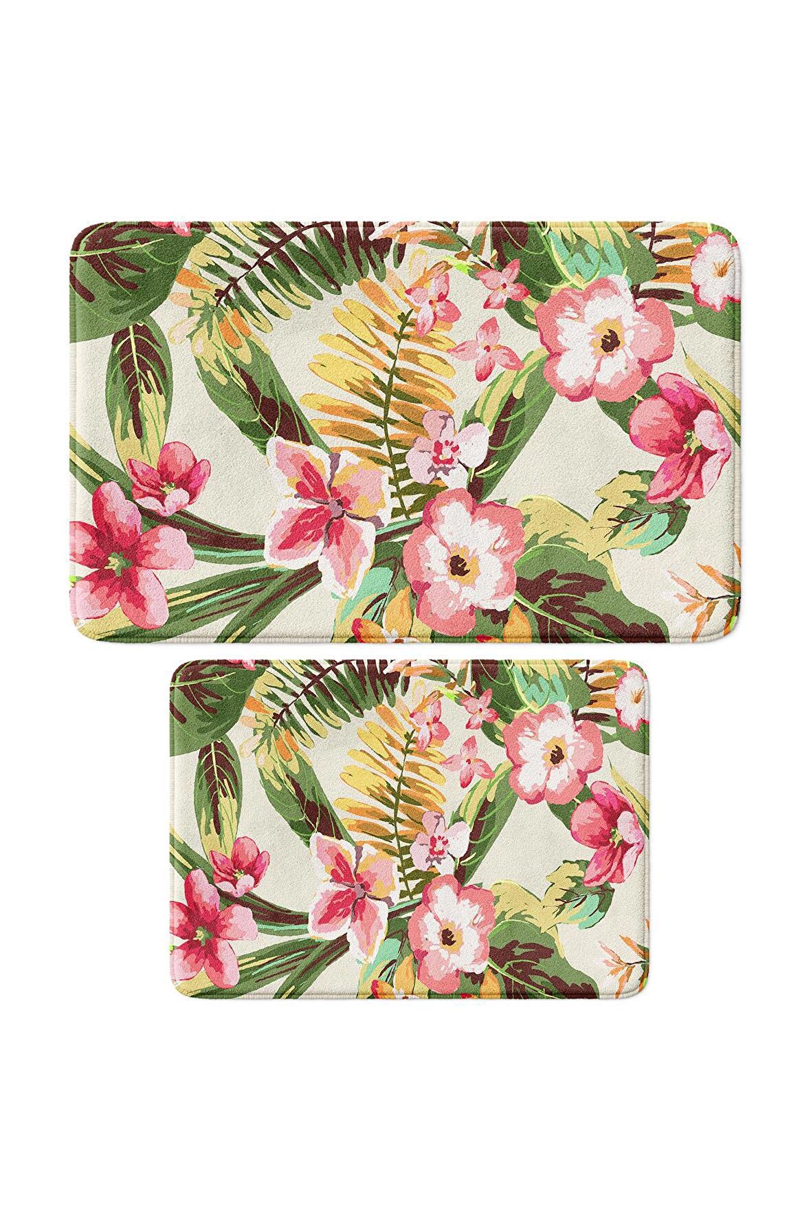 Monnhein 2'li Takım Banyo Paspası, Kaymaz Taban, Makinede Yıkanabilir, Banyo Halısı