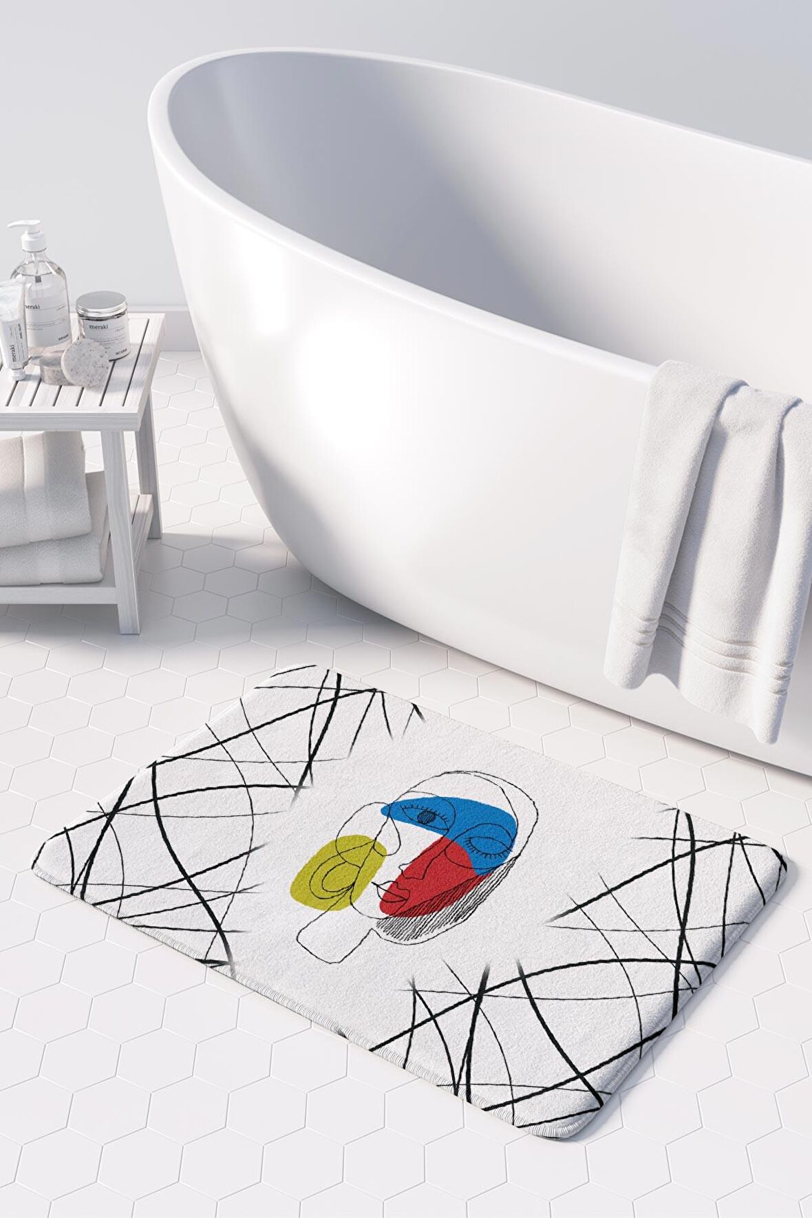 Monnhein  Mikrofiber Banyo Paspası, Kaymaz Taban, Makinede Yıkanabilir, Banyo Halısı (50x80)