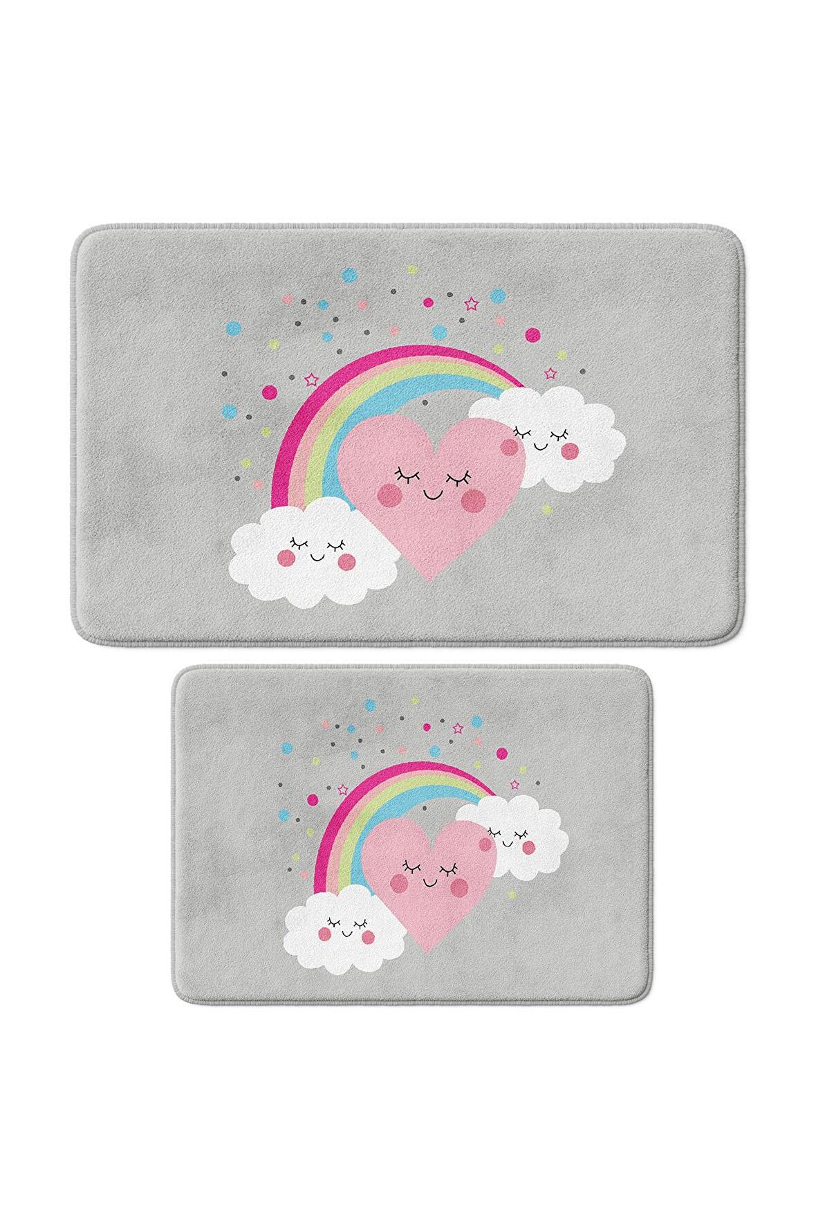 Monnhein 2'li Takım Banyo Paspası, Kaymaz Taban, Makinede Yıkanabilir, Banyo Halısı