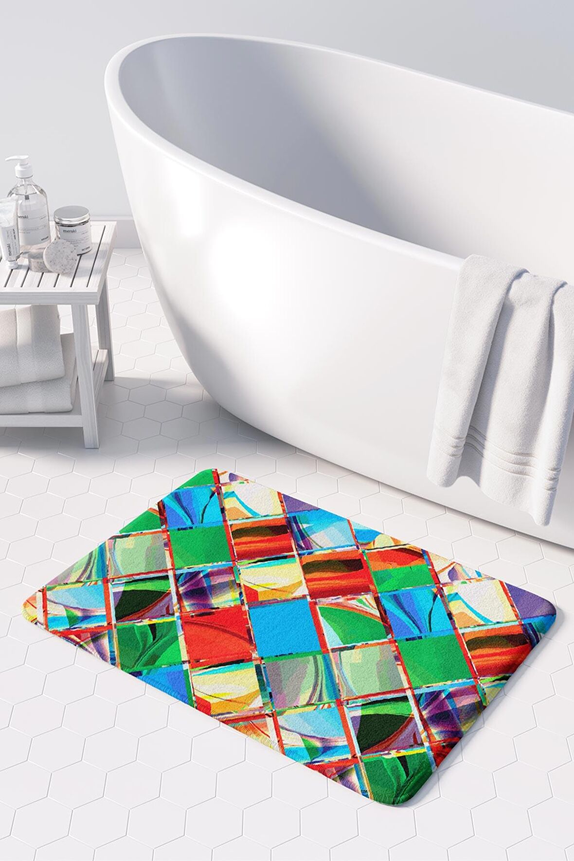 Monnhein  Mikrofiber Banyo Paspası, Kaymaz Taban, Makinede Yıkanabilir, Banyo Halısı (50x80)