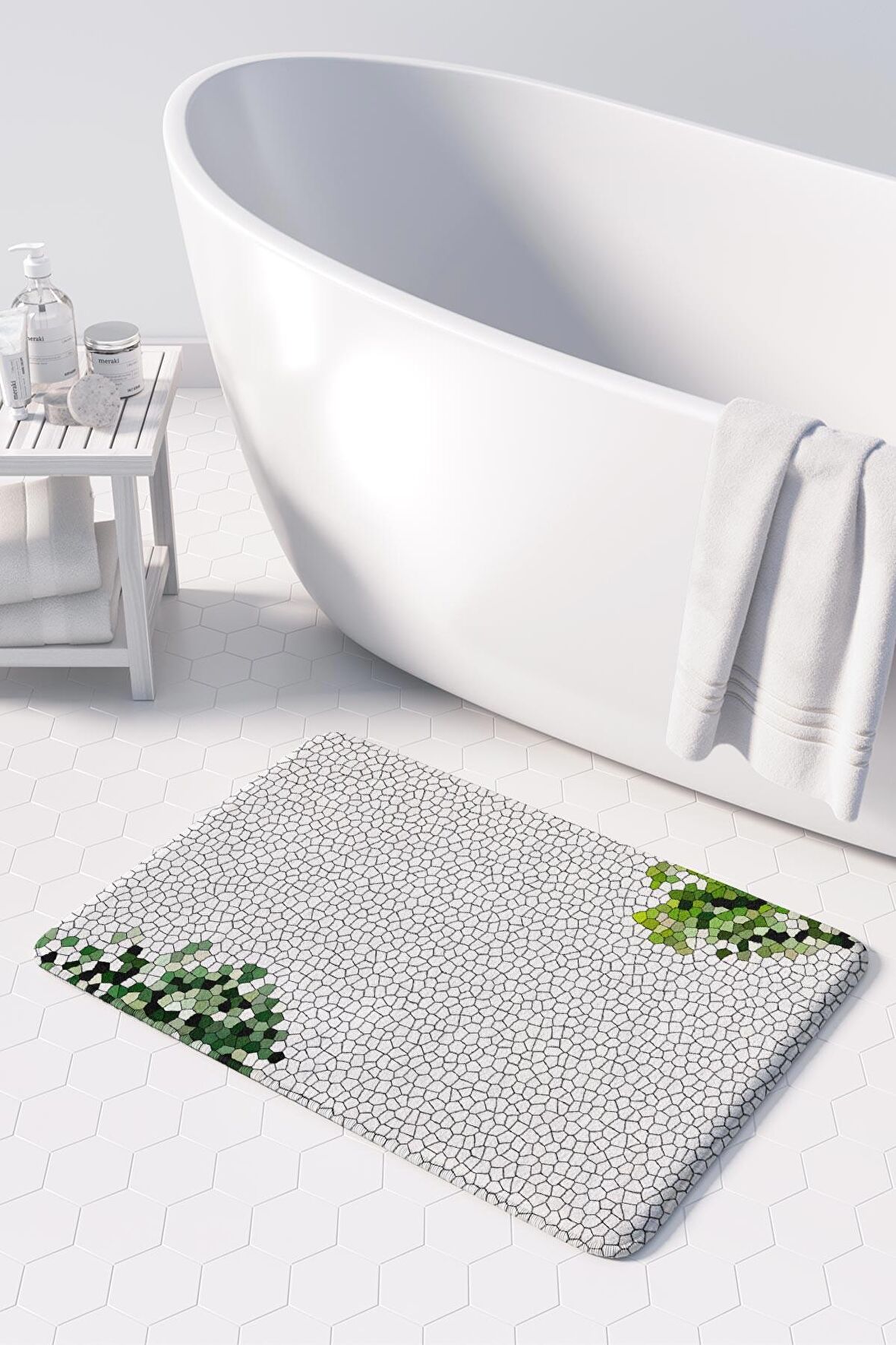 Monnhein  Mikrofiber Banyo Paspası, Kaymaz Taban, Makinede Yıkanabilir, Banyo Halısı (50x80)