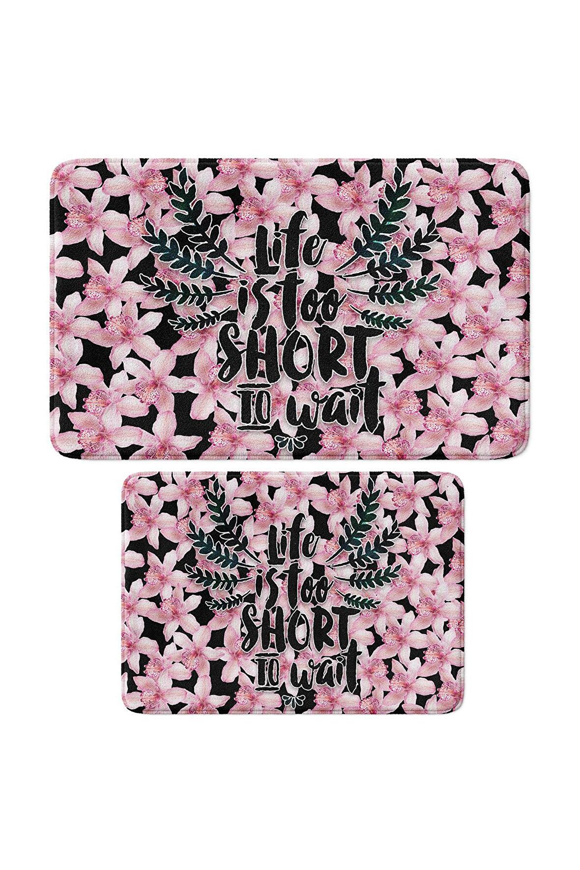 Monnhein 2'li Takım Banyo Paspası, Kaymaz Taban, Makinede Yıkanabilir, Banyo Halısı