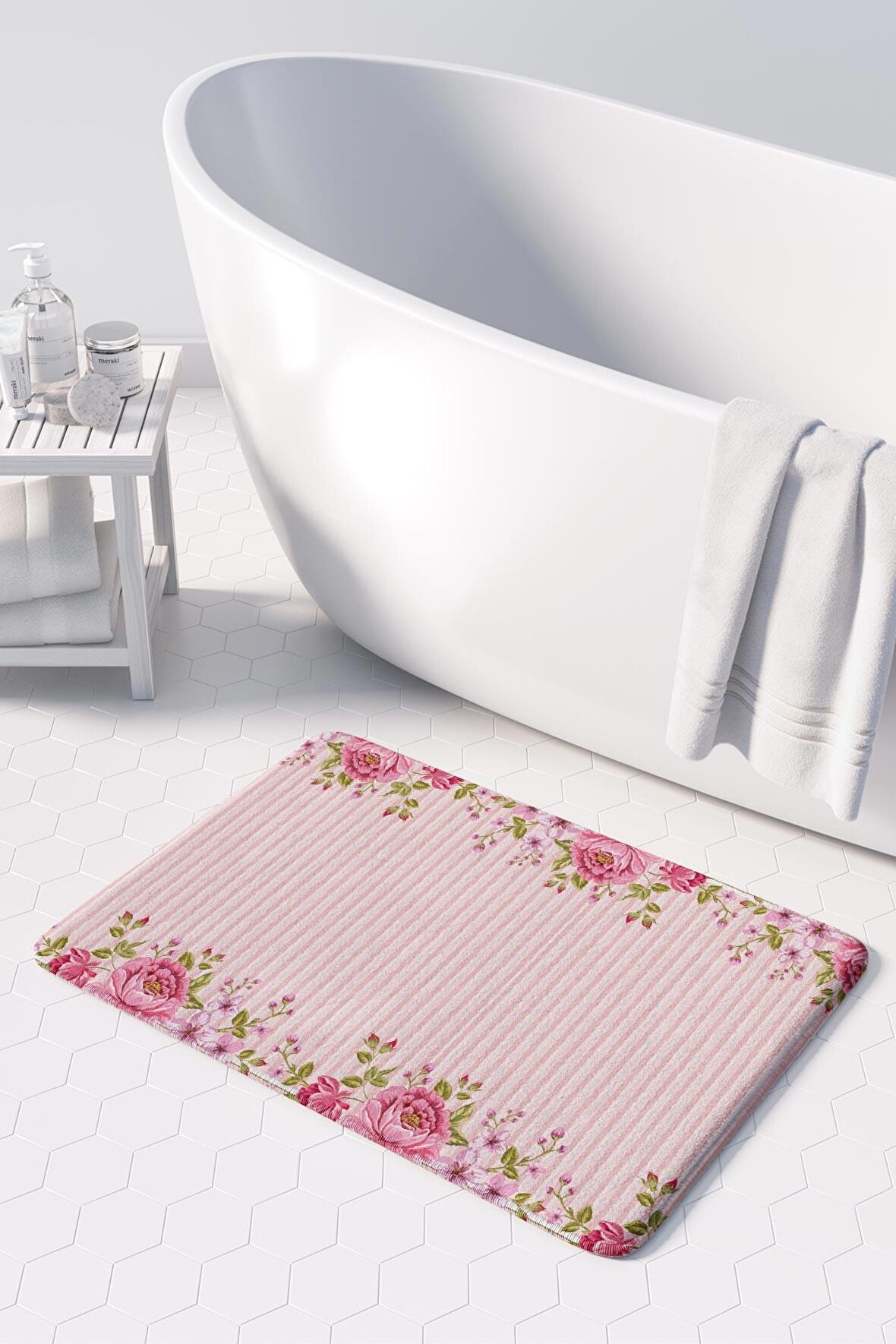 Monnhein  Mikrofiber Banyo Paspası, Kaymaz Taban, Makinede Yıkanabilir, Banyo Halısı (50x80)