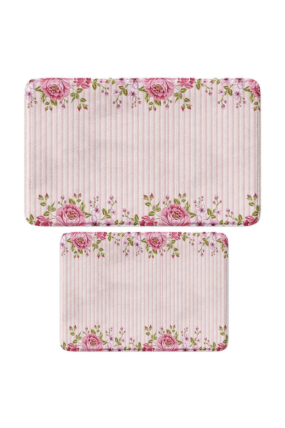 Monnhein 2'li Takım Banyo Paspası, Kaymaz Taban, Makinede Yıkanabilir, Banyo Halısı