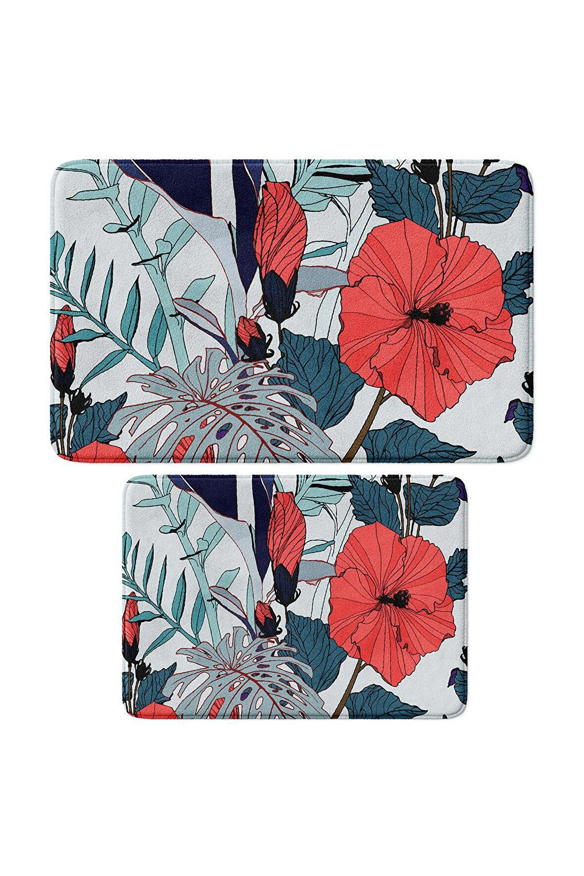 Monnhein 2'li Takım Banyo Paspası, Kaymaz Taban, Makinede Yıkanabilir, Banyo Halısı