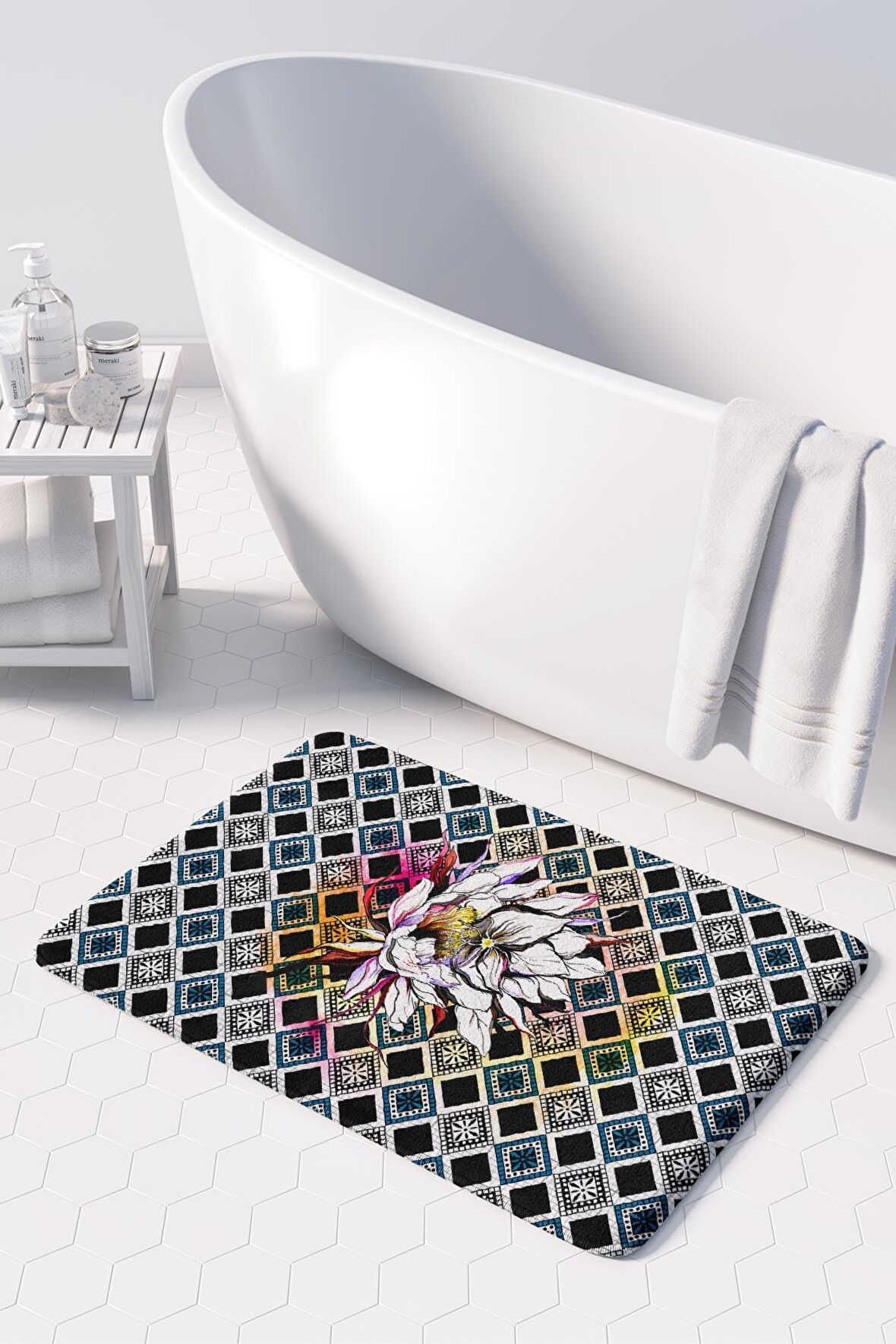 Monnhein  Mikrofiber Banyo Paspası, Kaymaz Taban, Makinede Yıkanabilir, Banyo Halısı (50x80)