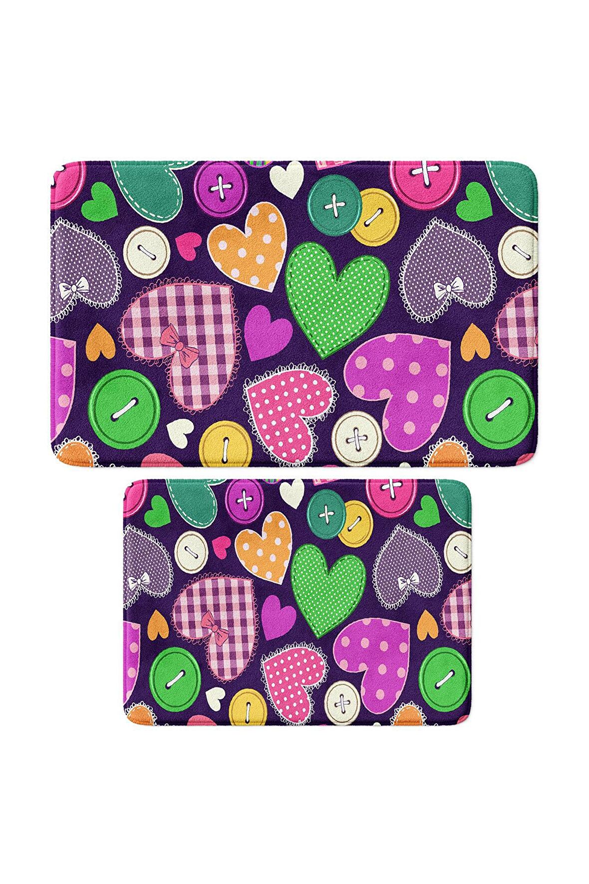 Monnhein 2'li Takım Banyo Paspası, Kaymaz Taban, Makinede Yıkanabilir, Banyo Halısı