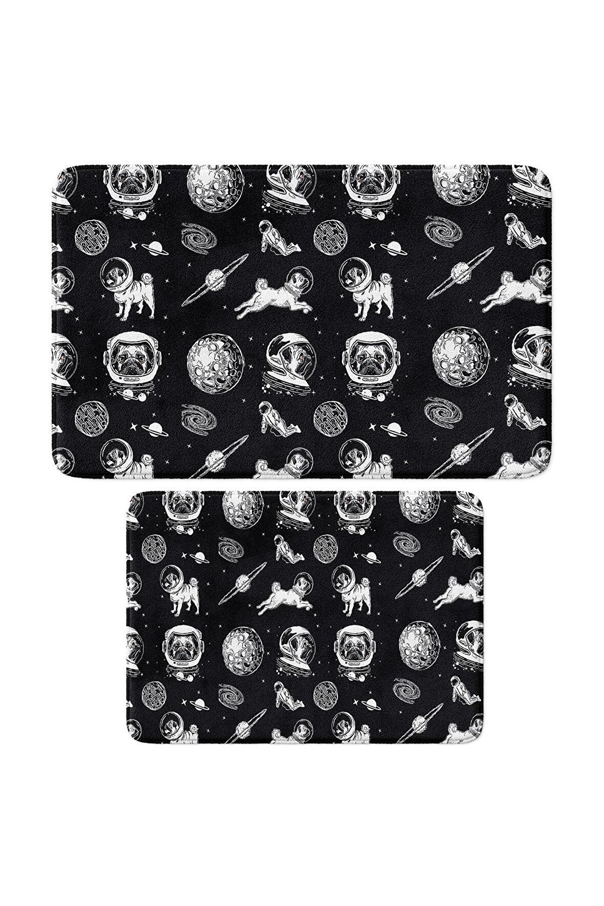 Monnhein 2'li Takım Banyo Paspası, Kaymaz Taban, Makinede Yıkanabilir, Banyo Halısı