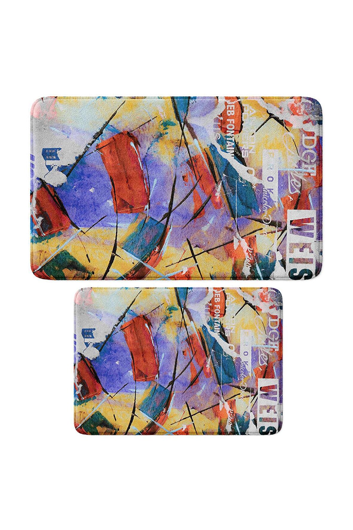 Monnhein 2'li Takım Banyo Paspası, Kaymaz Taban, Makinede Yıkanabilir, Banyo Halısı