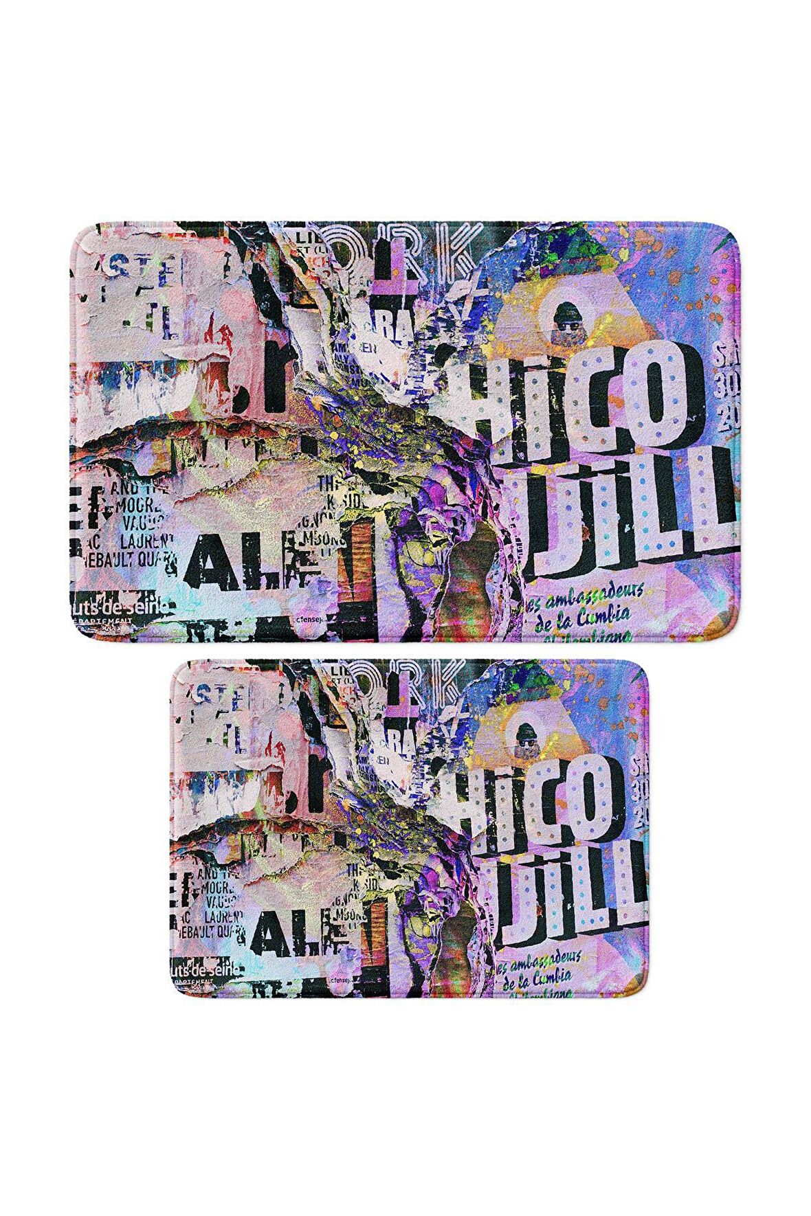 Monnhein 2'li Takım Banyo Paspası, Kaymaz Taban, Makinede Yıkanabilir, Banyo Halısı