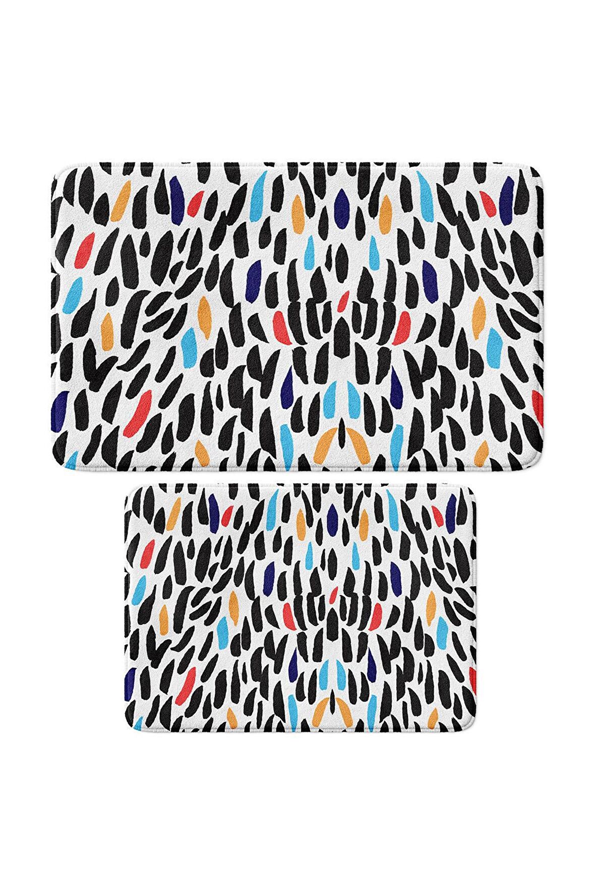 Monnhein 2'li Takım Banyo Paspası, Kaymaz Taban, Makinede Yıkanabilir, Banyo Halısı