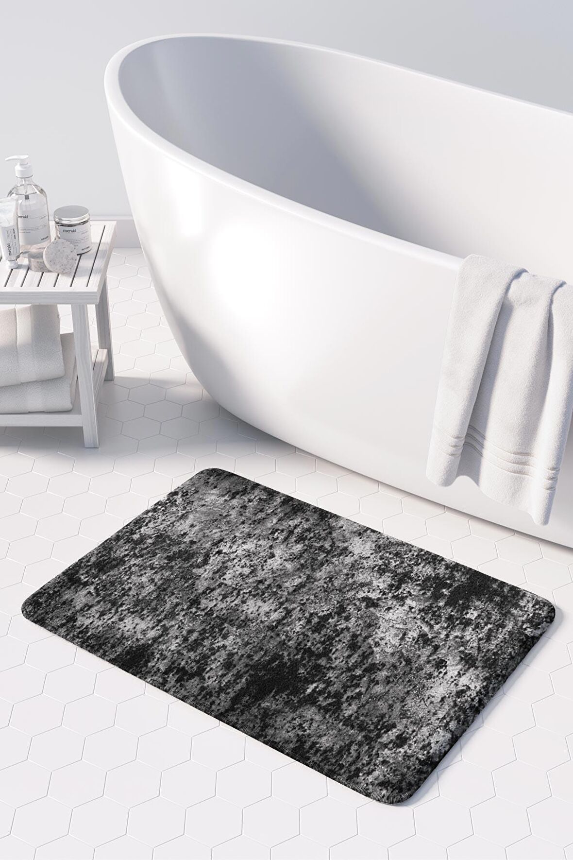 Monnhein  Mikrofiber Banyo Paspası, Kaymaz Taban, Makinede Yıkanabilir, Banyo Halısı (50x80)