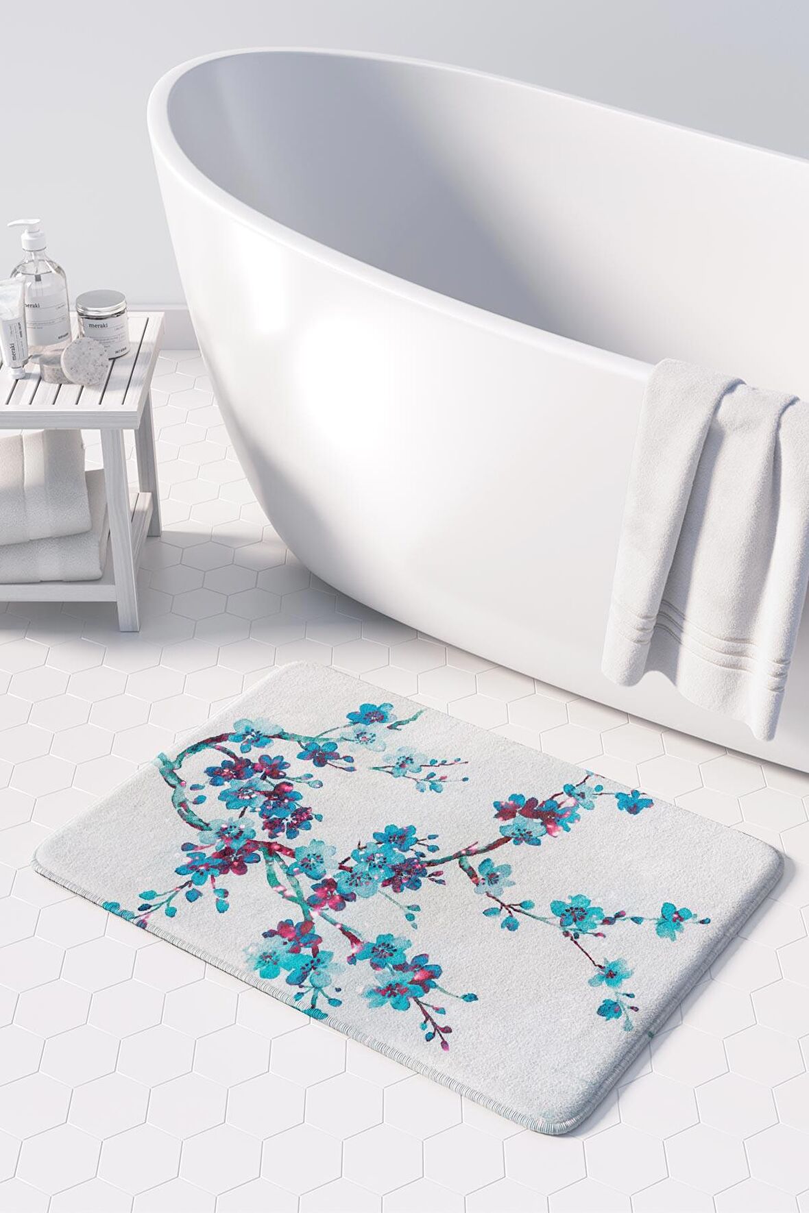 Monnhein  Mikrofiber Banyo Paspası, Kaymaz Taban, Makinede Yıkanabilir, Banyo Halısı (50x80)