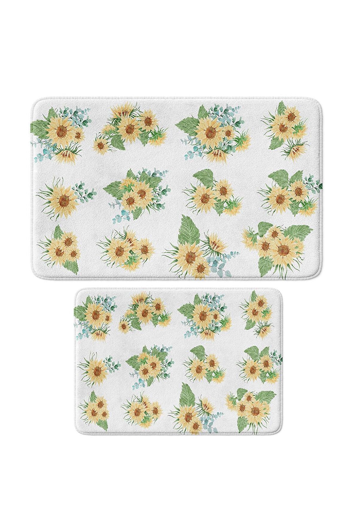 Monnhein 2'li Takım Banyo Paspası, Kaymaz Taban, Makinede Yıkanabilir, Banyo Halısı