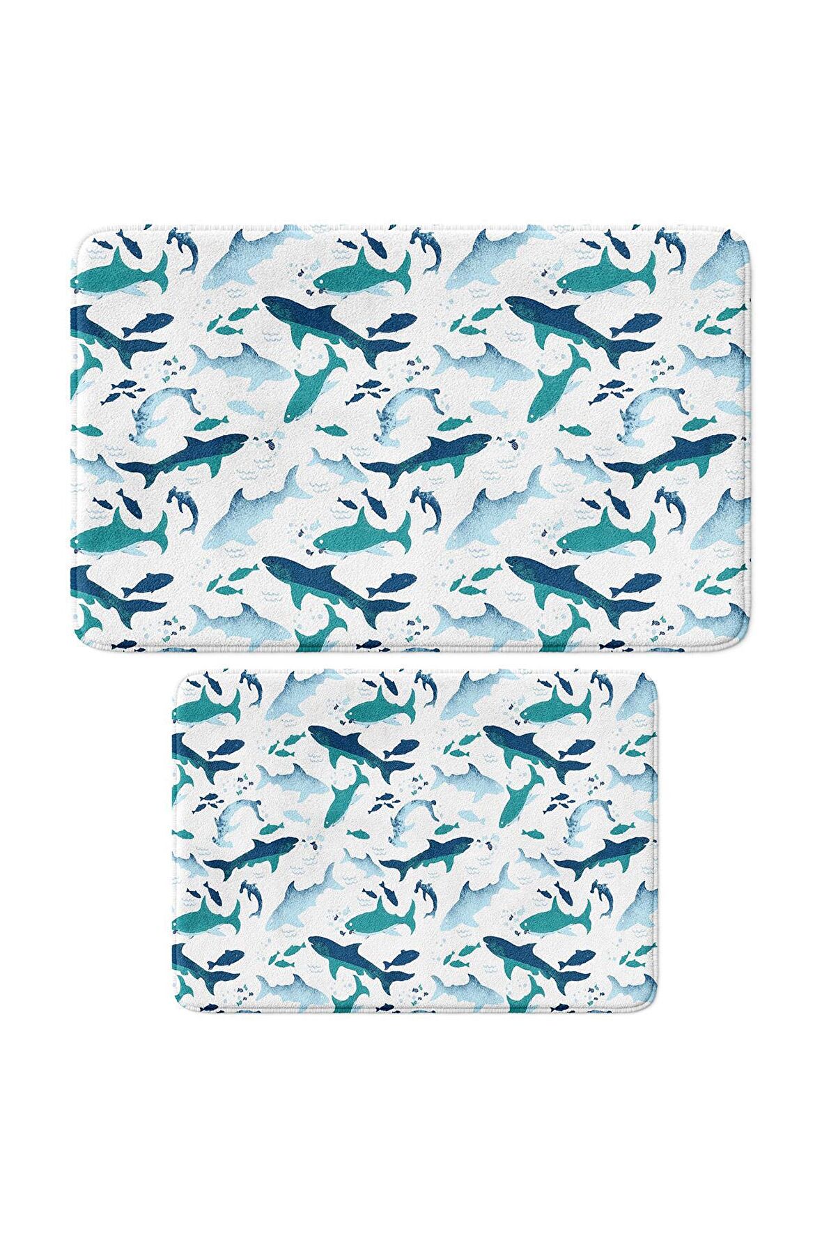 Monnhein 2'li Takım Banyo Paspası, Kaymaz Taban, Makinede Yıkanabilir, Banyo Halısı