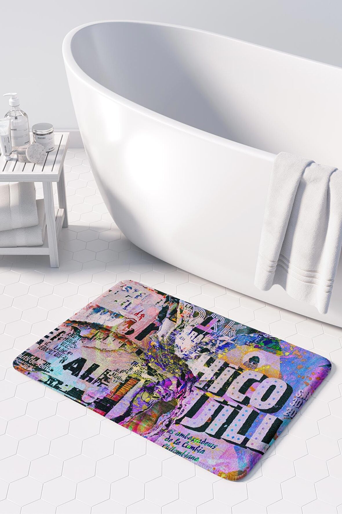 Monnhein  Mikrofiber Banyo Paspası, Kaymaz Taban, Makinede Yıkanabilir, Banyo Halısı (50x80)