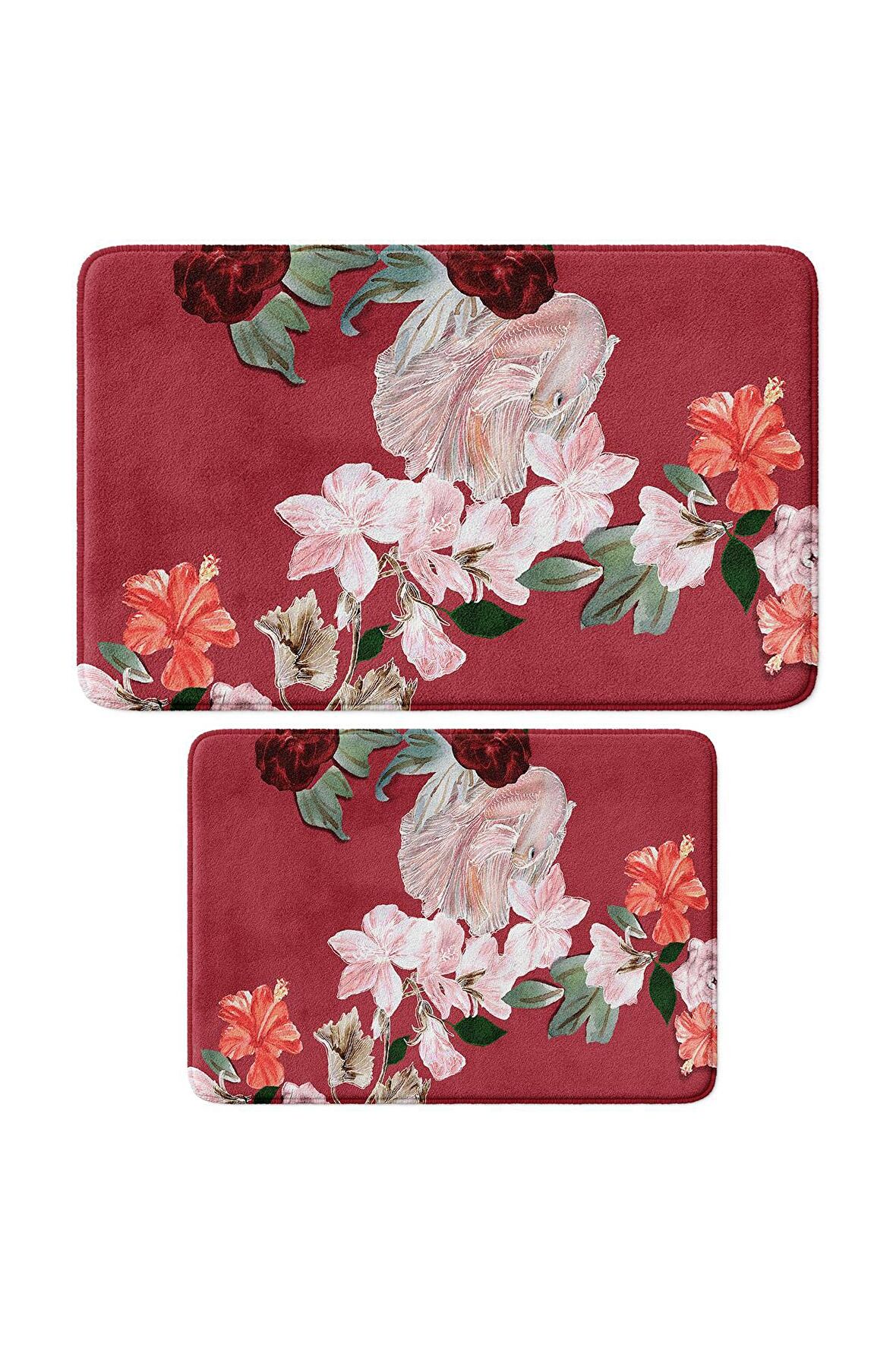 Monnhein 2'li Takım Banyo Paspası, Kaymaz Taban, Makinede Yıkanabilir, Banyo Halısı