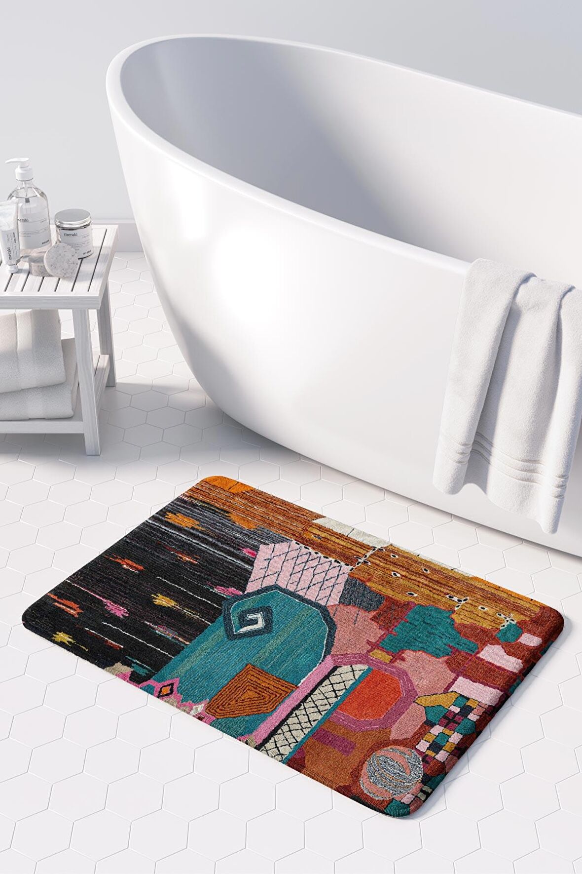 Monnhein  Mikrofiber Banyo Paspası, Kaymaz Taban, Makinede Yıkanabilir, Banyo Halısı (50x80)