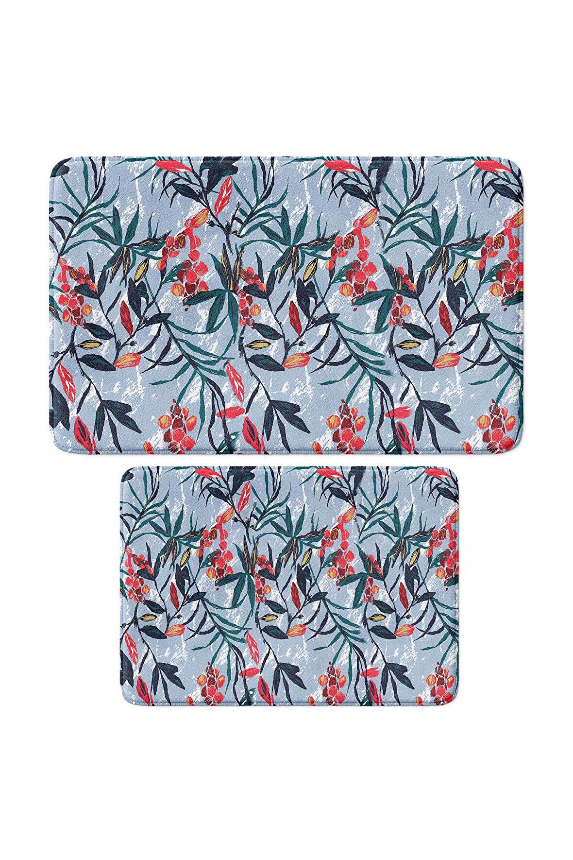 Monnhein 2'li Takım Banyo Paspası, Kaymaz Taban, Makinede Yıkanabilir, Banyo Halısı