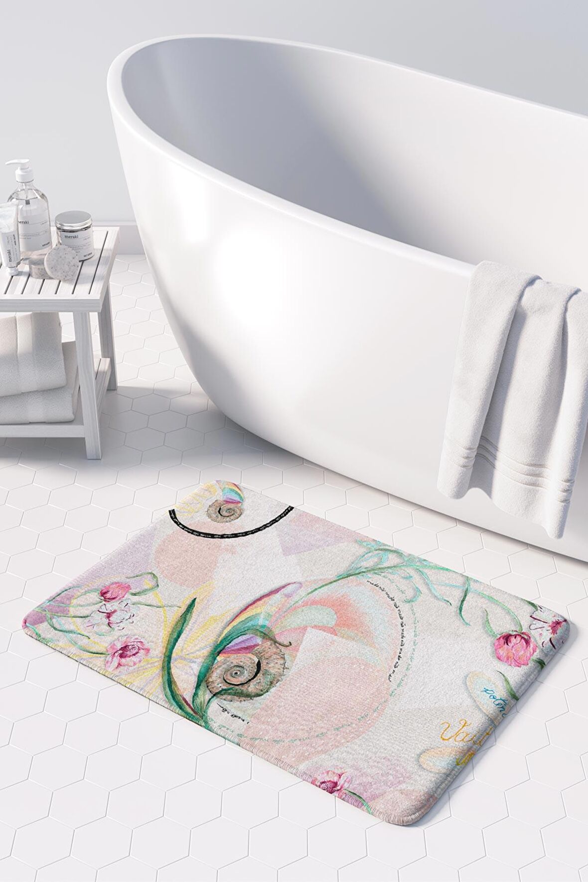 Monnhein  Mikrofiber Banyo Paspası, Kaymaz Taban, Makinede Yıkanabilir, Banyo Halısı (50x80)
