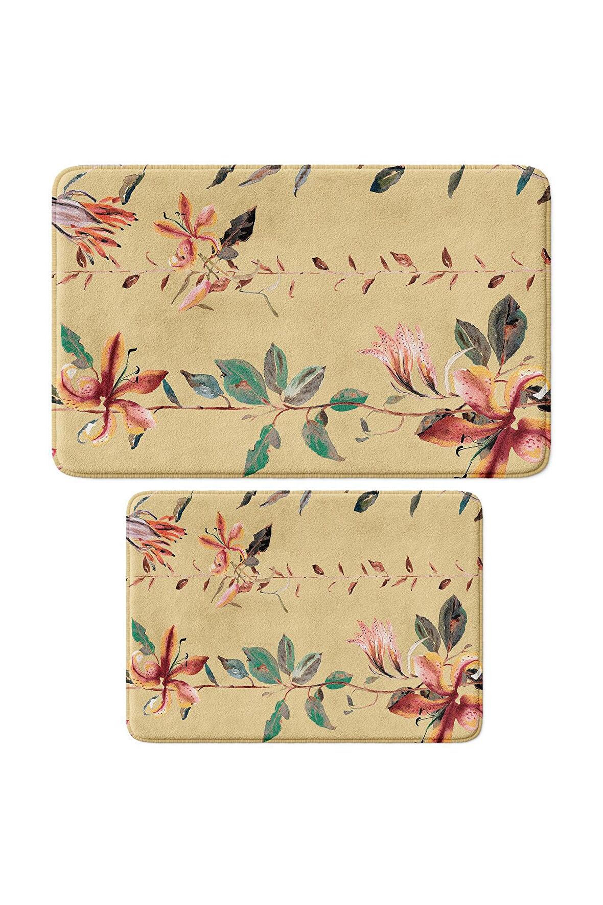 Monnhein 2'li Takım Banyo Paspası, Kaymaz Taban, Makinede Yıkanabilir, Banyo Halısı