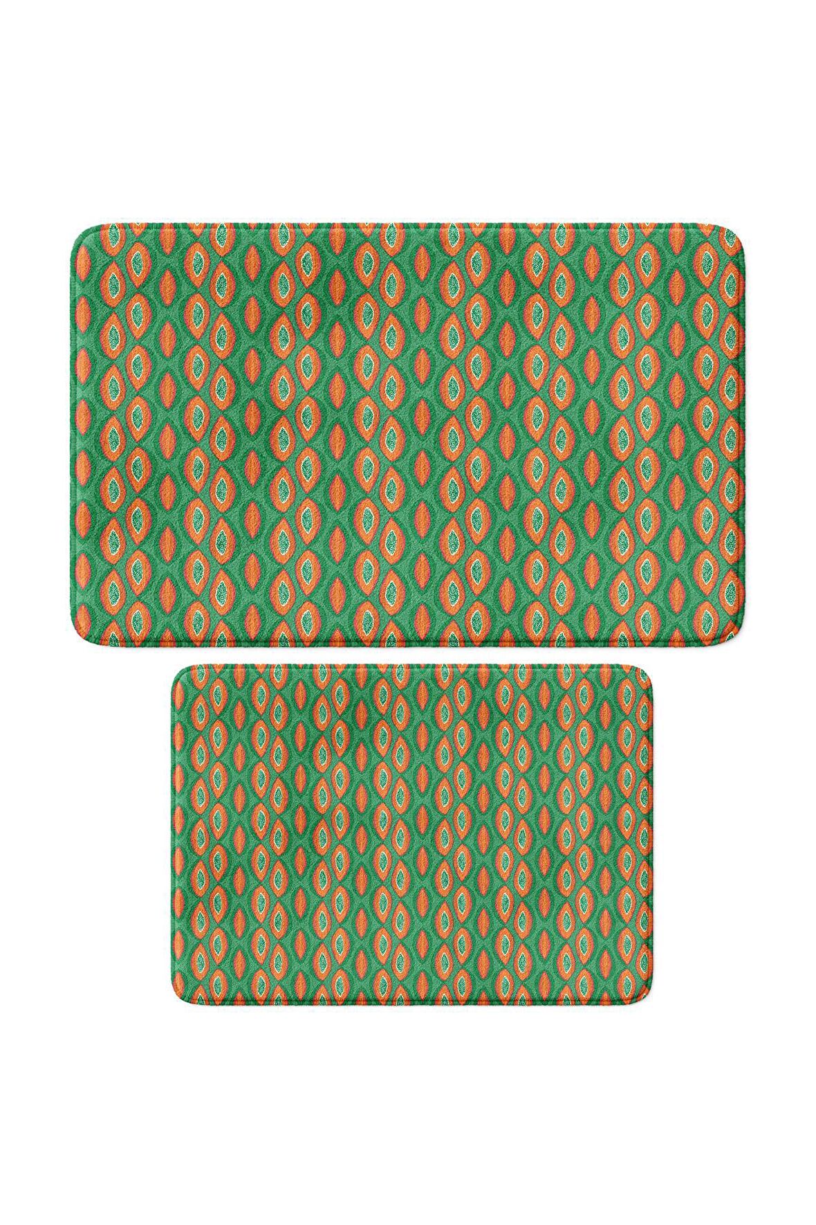 Monnhein 2'li Takım Banyo Paspası, Kaymaz Taban, Makinede Yıkanabilir, Banyo Halısı