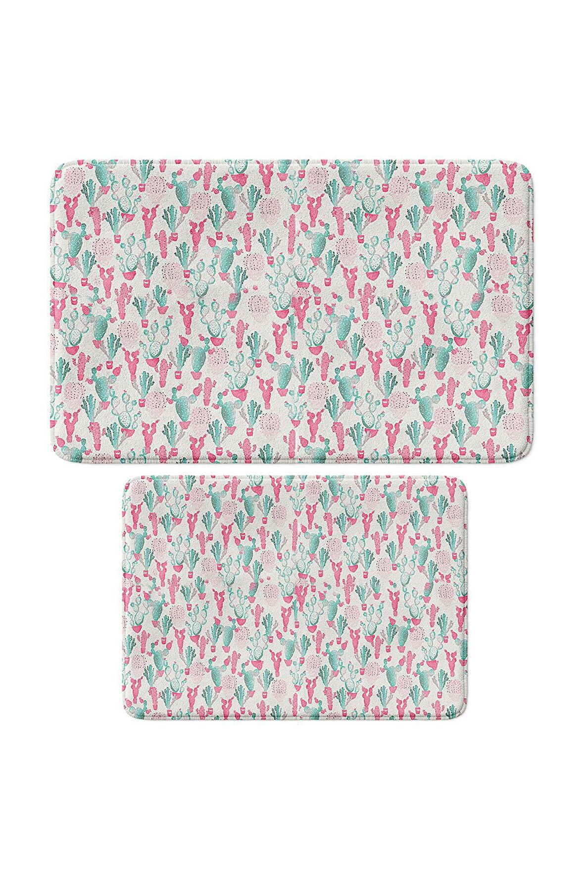 Monnhein 2'li Takım Banyo Paspası, Kaymaz Taban, Makinede Yıkanabilir, Banyo Halısı