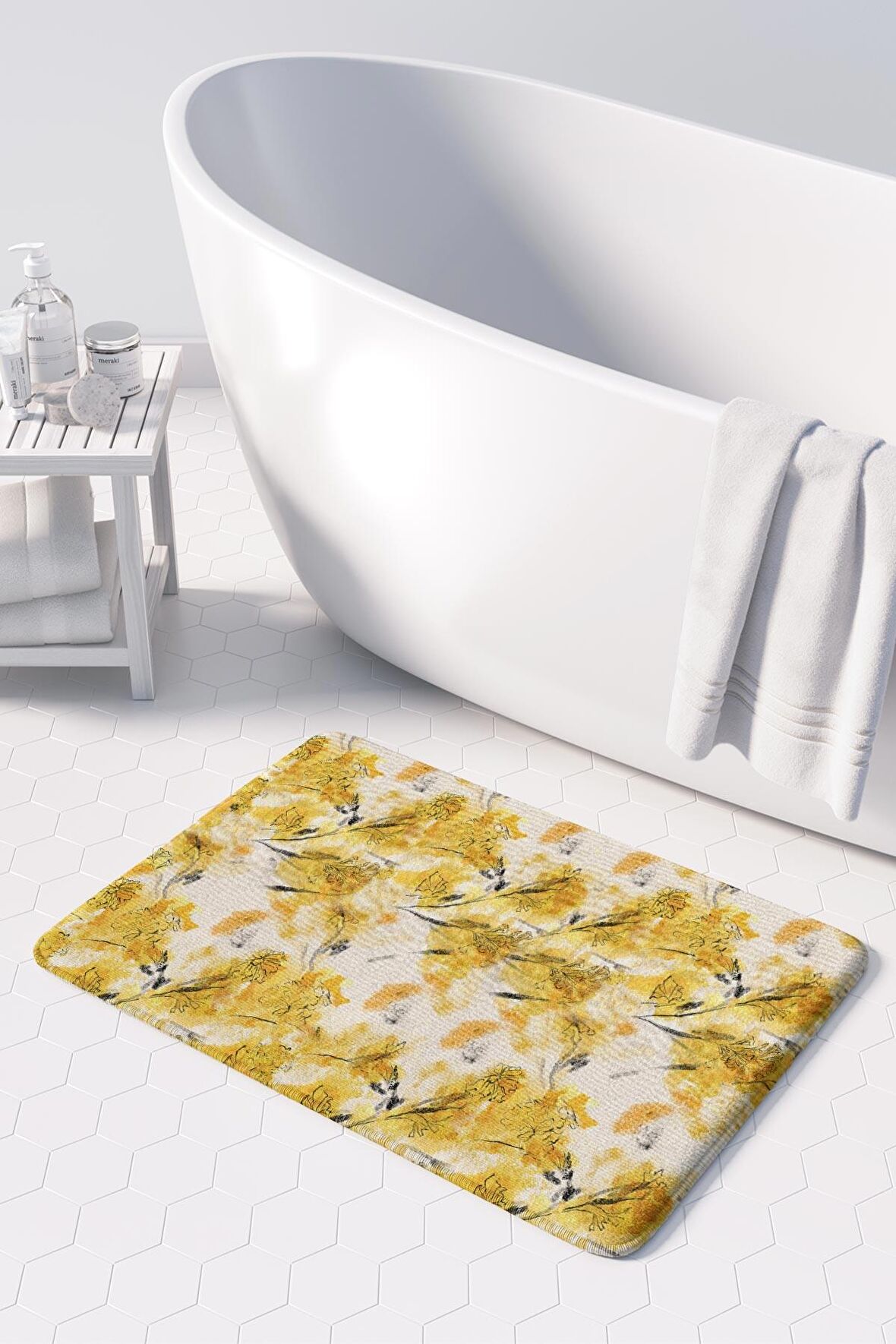 Monnhein  Mikrofiber Banyo Paspası, Kaymaz Taban, Makinede Yıkanabilir, Banyo Halısı (50x80)