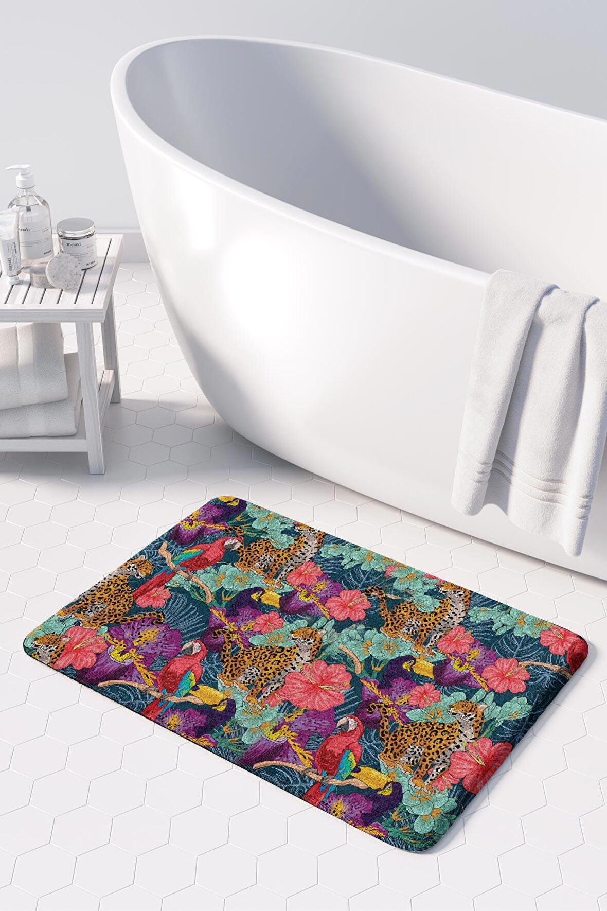 Monnhein  Mikrofiber Banyo Paspası, Kaymaz Taban, Makinede Yıkanabilir, Banyo Halısı (50x80)