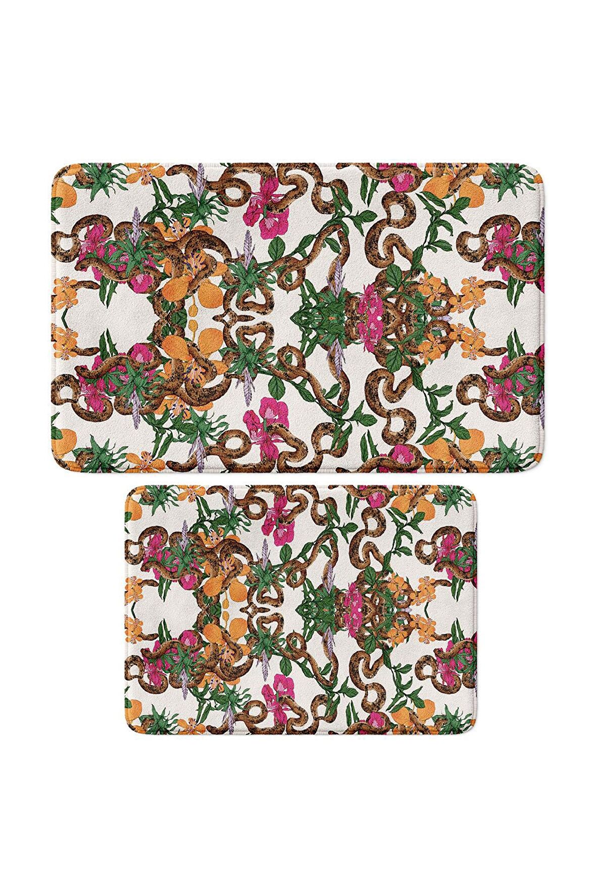 Monnhein 2'li Takım Banyo Paspası, Kaymaz Taban, Makinede Yıkanabilir, Banyo Halısı