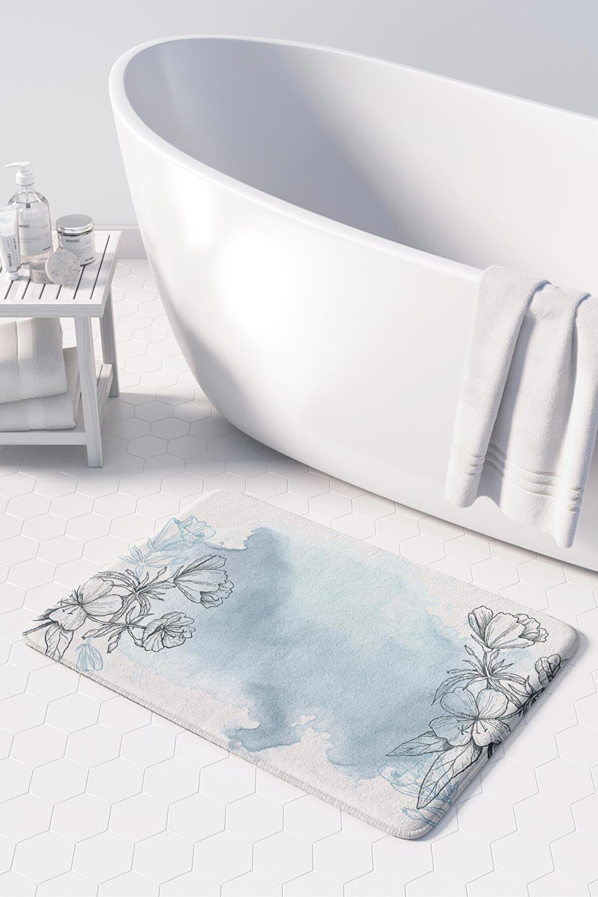 Monnhein  Mikrofiber Banyo Paspası, Kaymaz Taban, Makinede Yıkanabilir, Banyo Halısı (50x80)