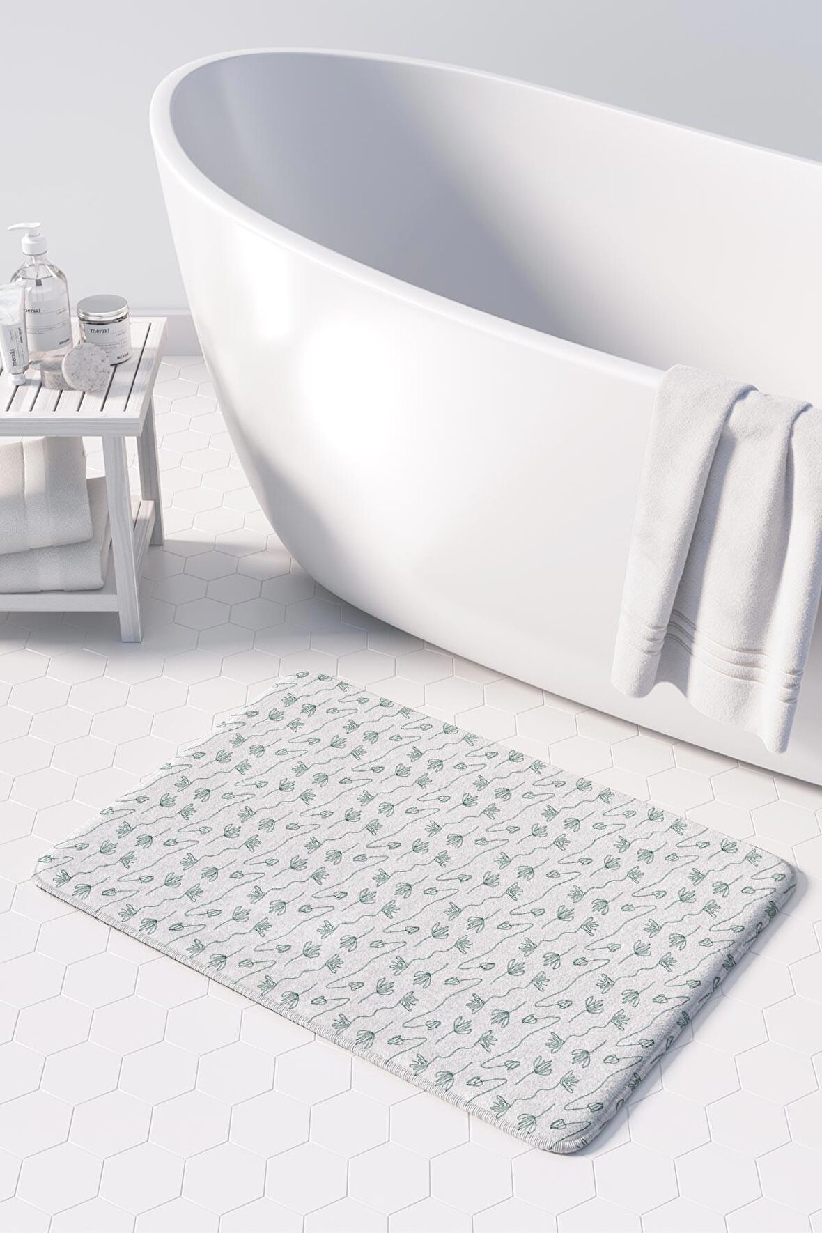Monnhein  Mikrofiber Banyo Paspası, Kaymaz Taban, Makinede Yıkanabilir, Banyo Halısı (50x80)