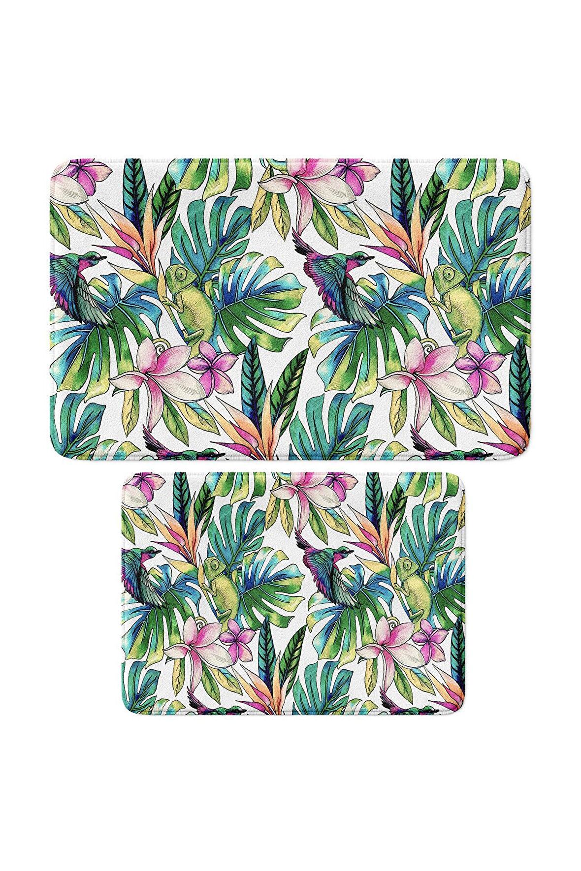 Monnhein 2'li Takım Banyo Paspası, Kaymaz Taban, Makinede Yıkanabilir, Banyo Halısı