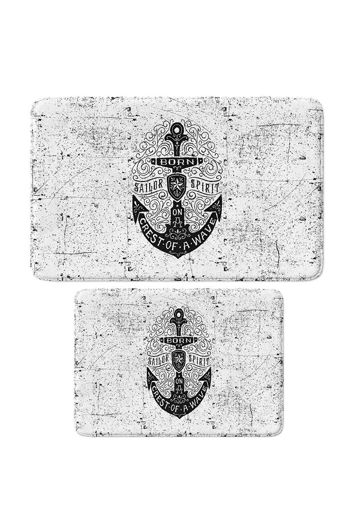 Monnhein 2'li Takım Banyo Paspası, Kaymaz Taban, Makinede Yıkanabilir, Banyo Halısı