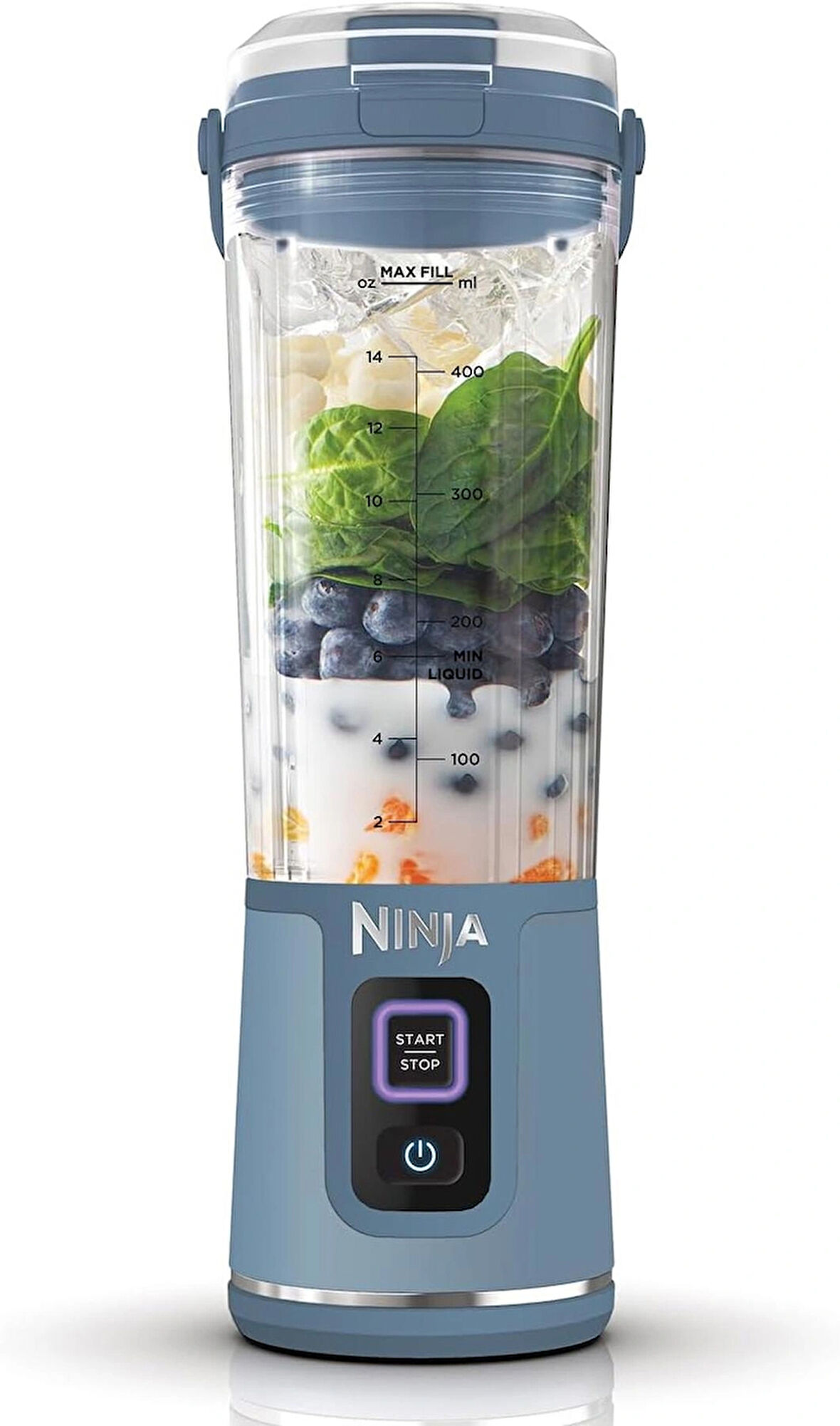 Ninja Blast taşınabilir mikser / blender / Smoothie makinesi, 530 ml bardak, sızdırmaz kapak, güçlü mini blender, kablosuz ve şarj edilebilir, buz ve meyve parçalayabilir, mavi, BC151EUNV
