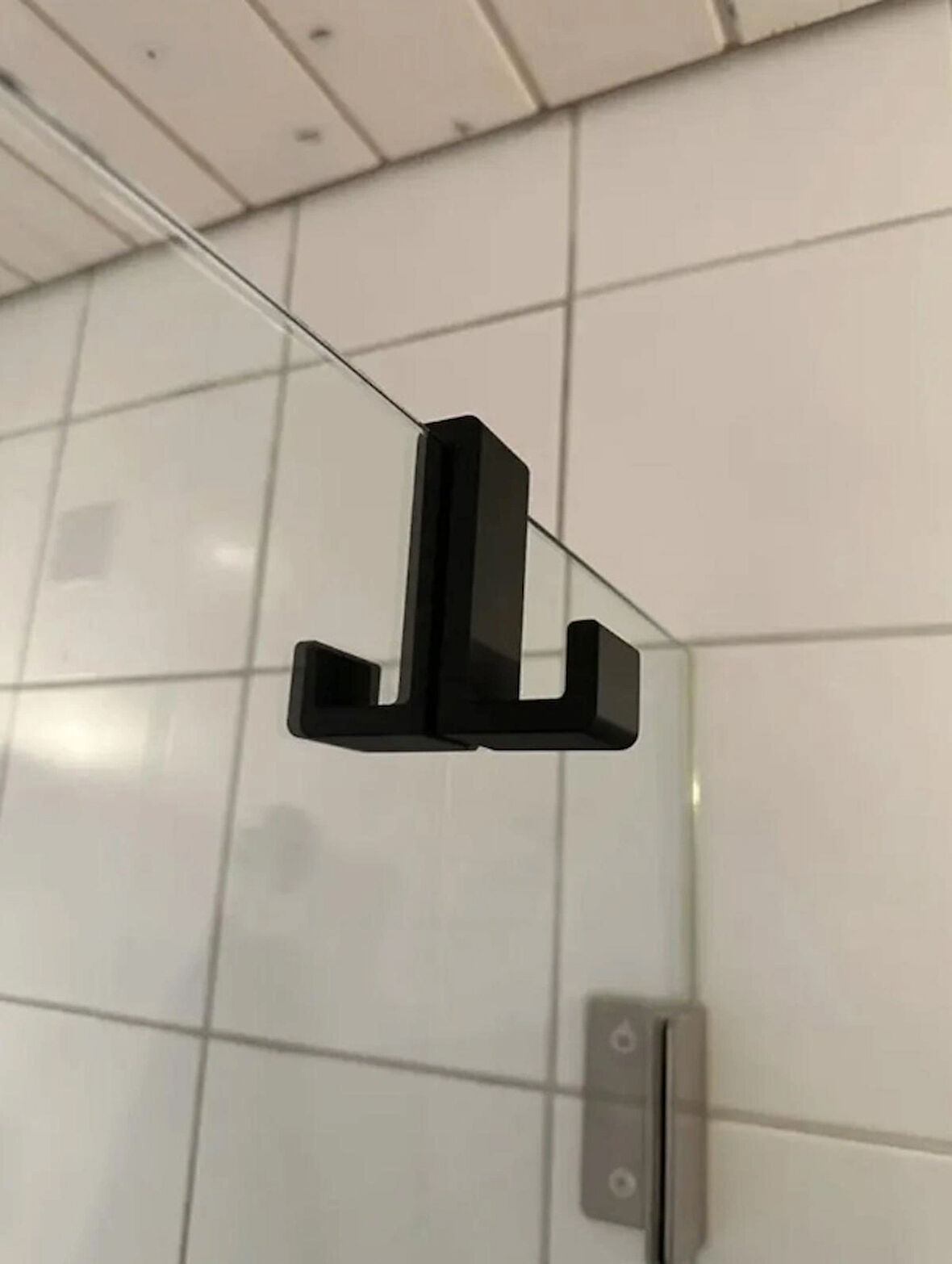 Çift Taraflı Duşakabin Cam Askısı Minimalist Tasarım(8 mm Cam Kalınlığı) (Siyah)