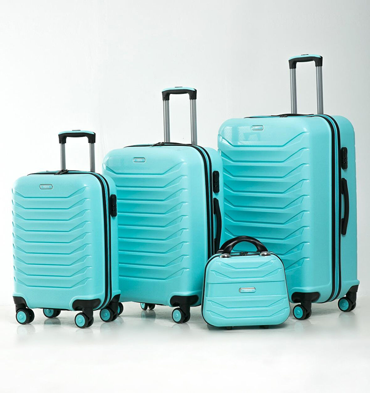 YEFA PP Polipropilen Kırılmaz Kabin & Orta & Büyük ve Makyaj Boy 4'lü Valiz Seti