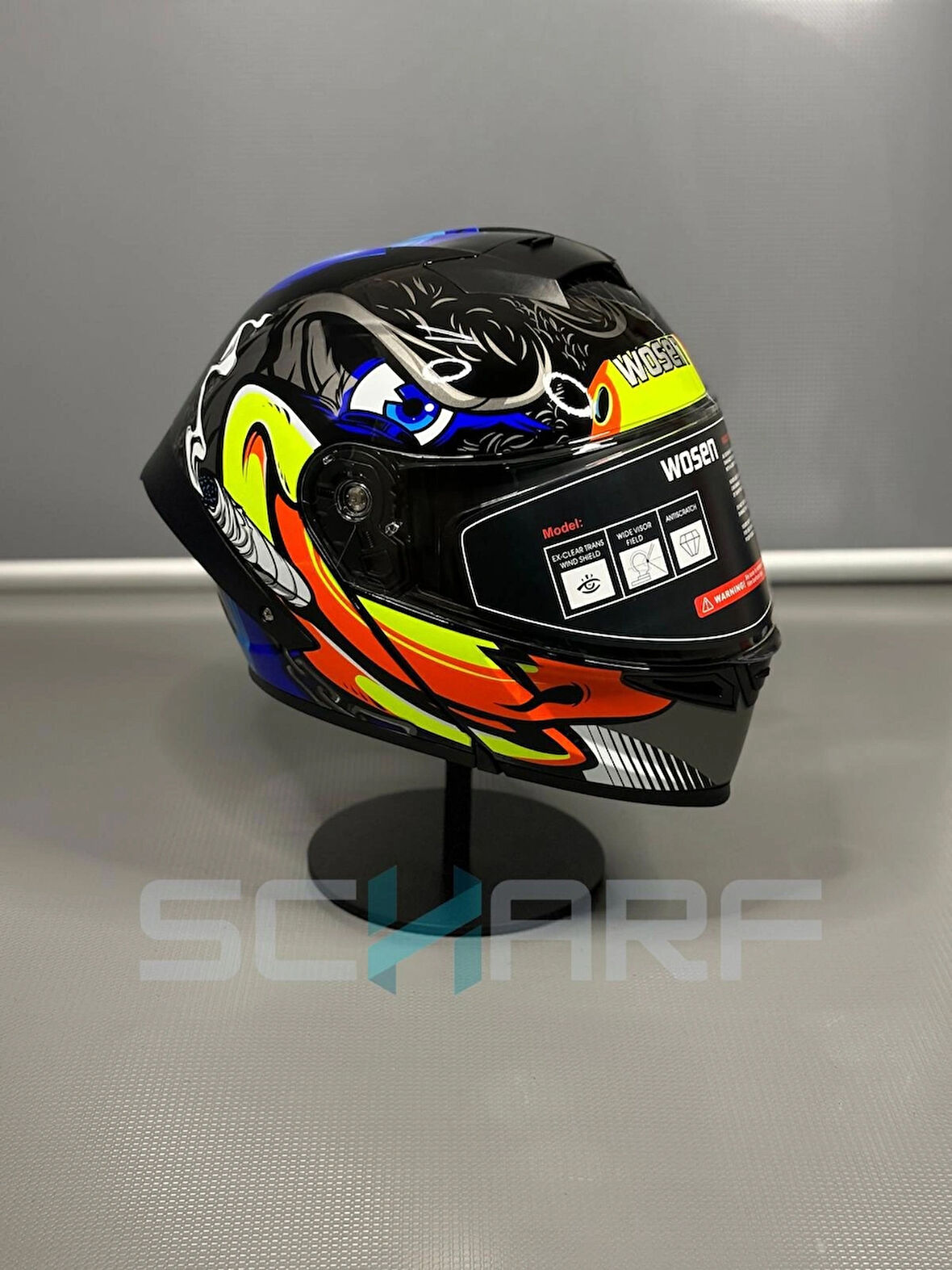 WOSEN Ws-202 Güneş Vizörlü Çene Açılır Kask B1 (Şeffaf Vizörlü)